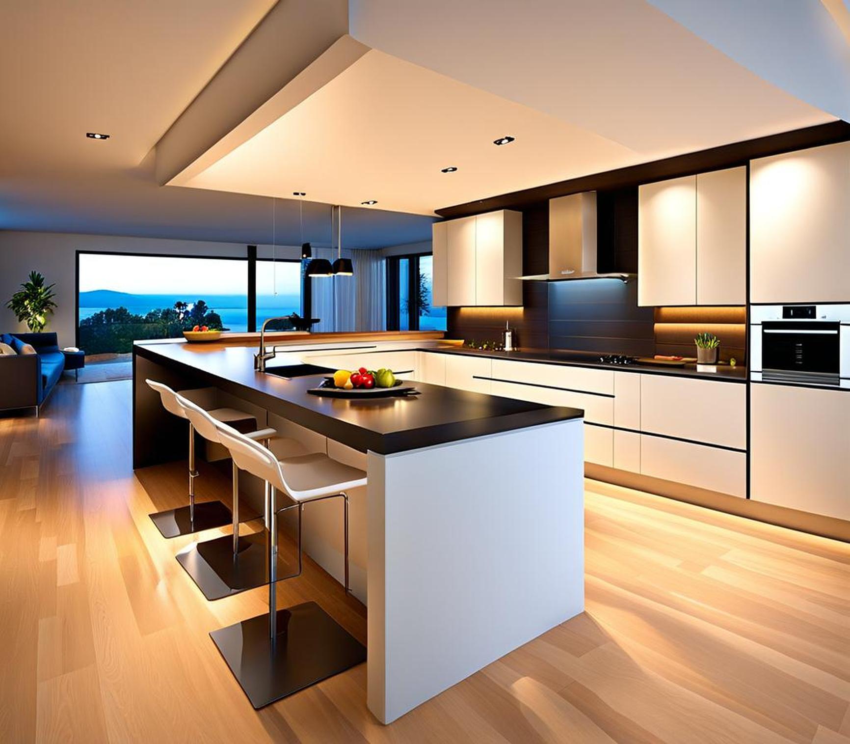modern u shaped kitchen with island
