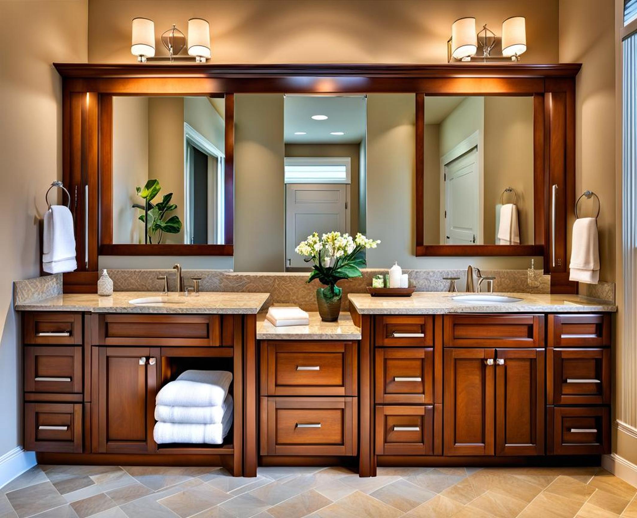 bathroom vanity with seating area