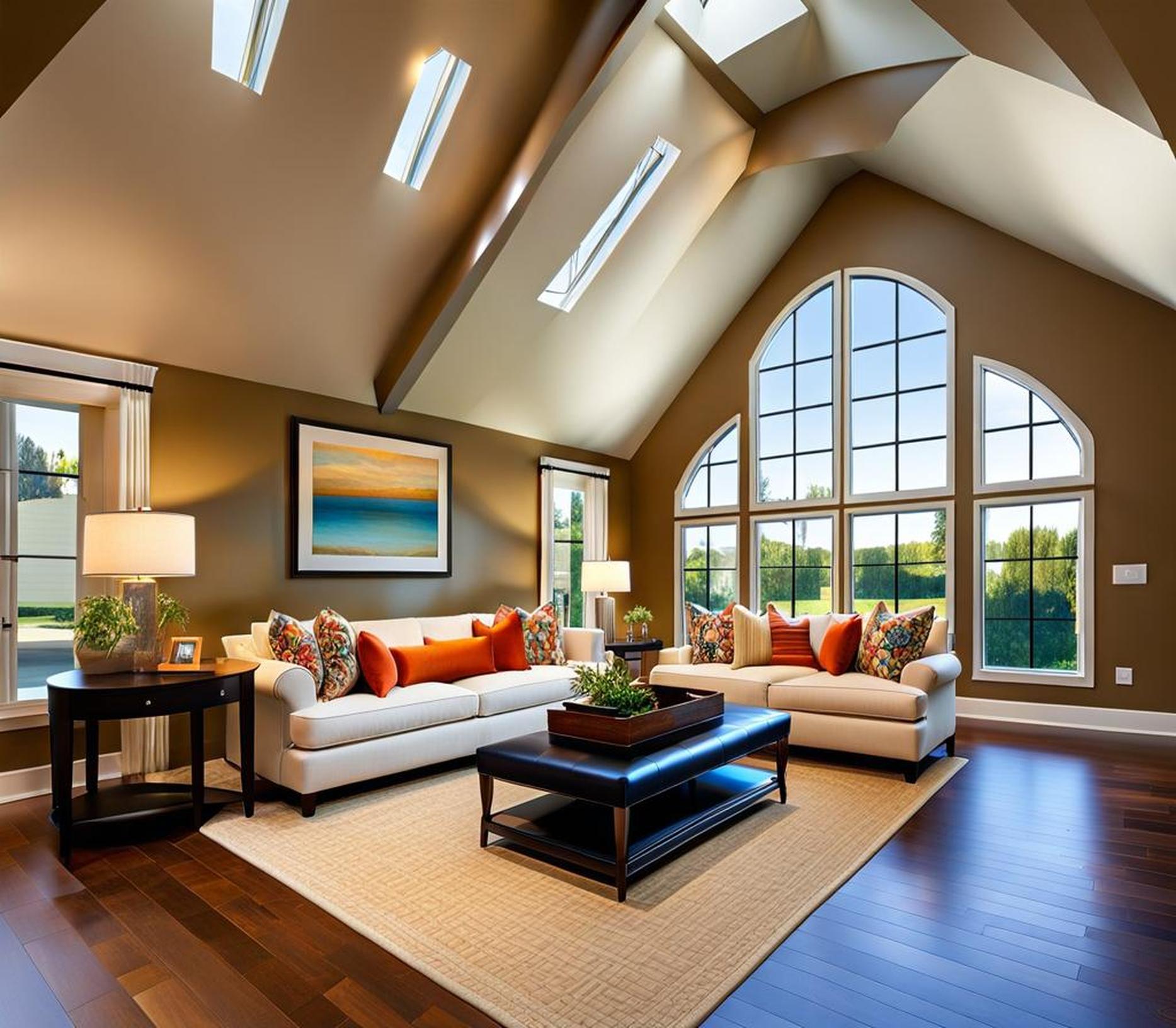living room vaulted ceiling wall decorating ideas