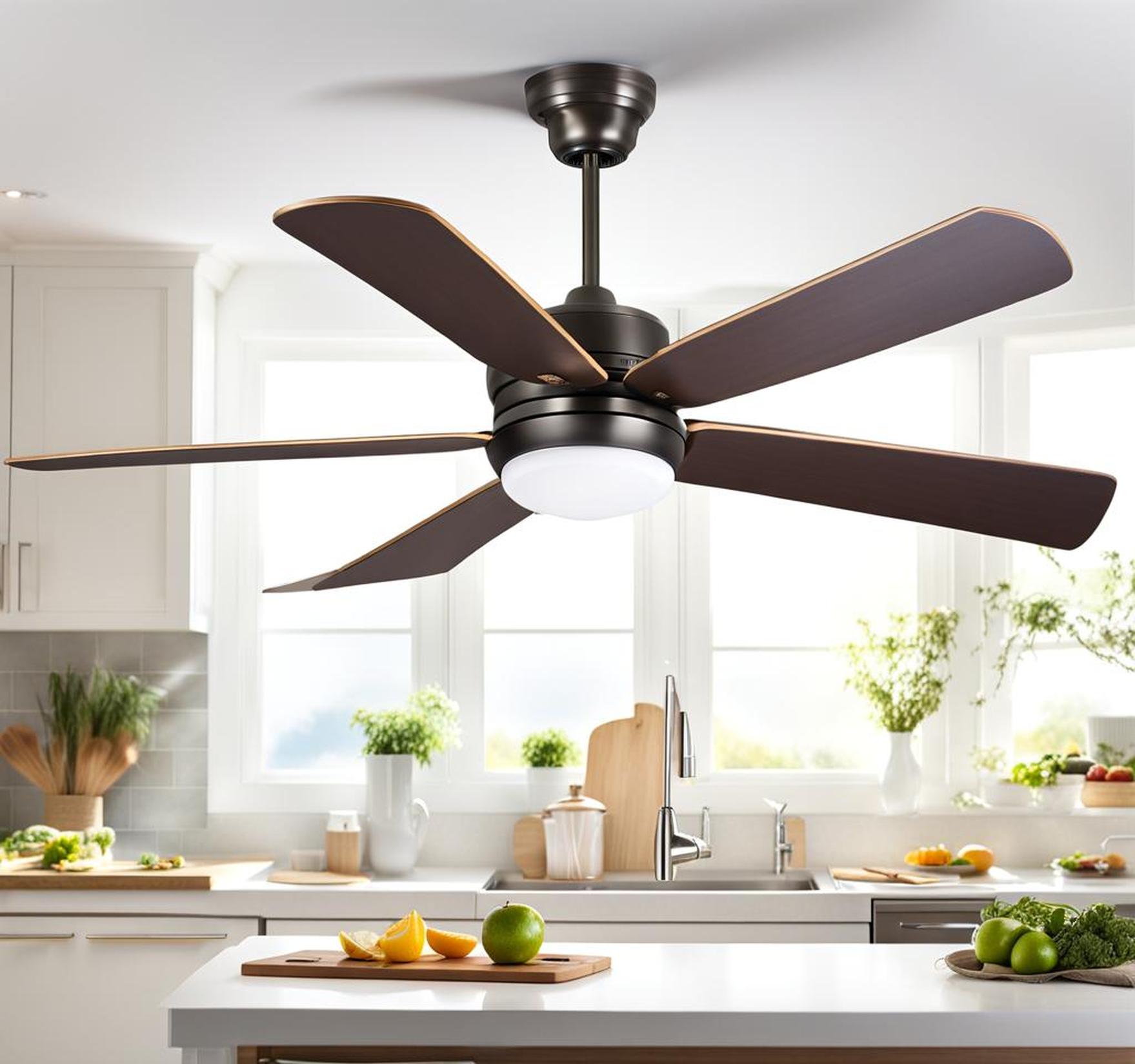white kitchen ceiling fan with light