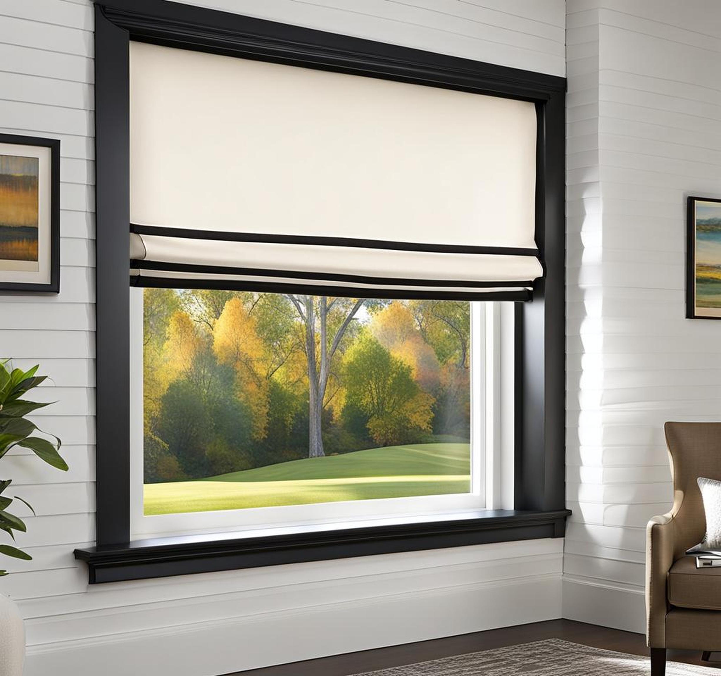 Customize White Roman Shades with Black Trim for Any Window