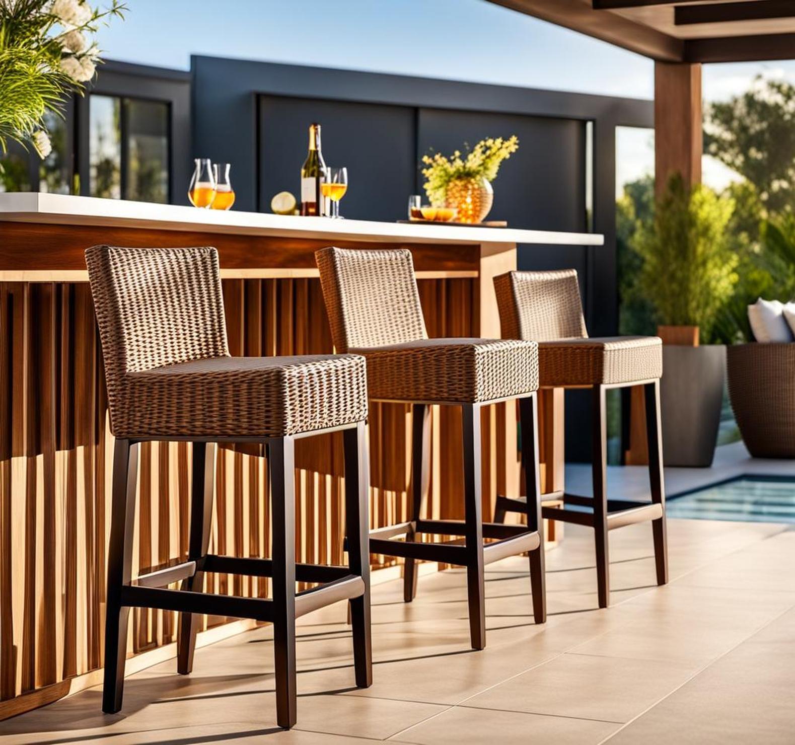 wicker outdoor bar stools with backs