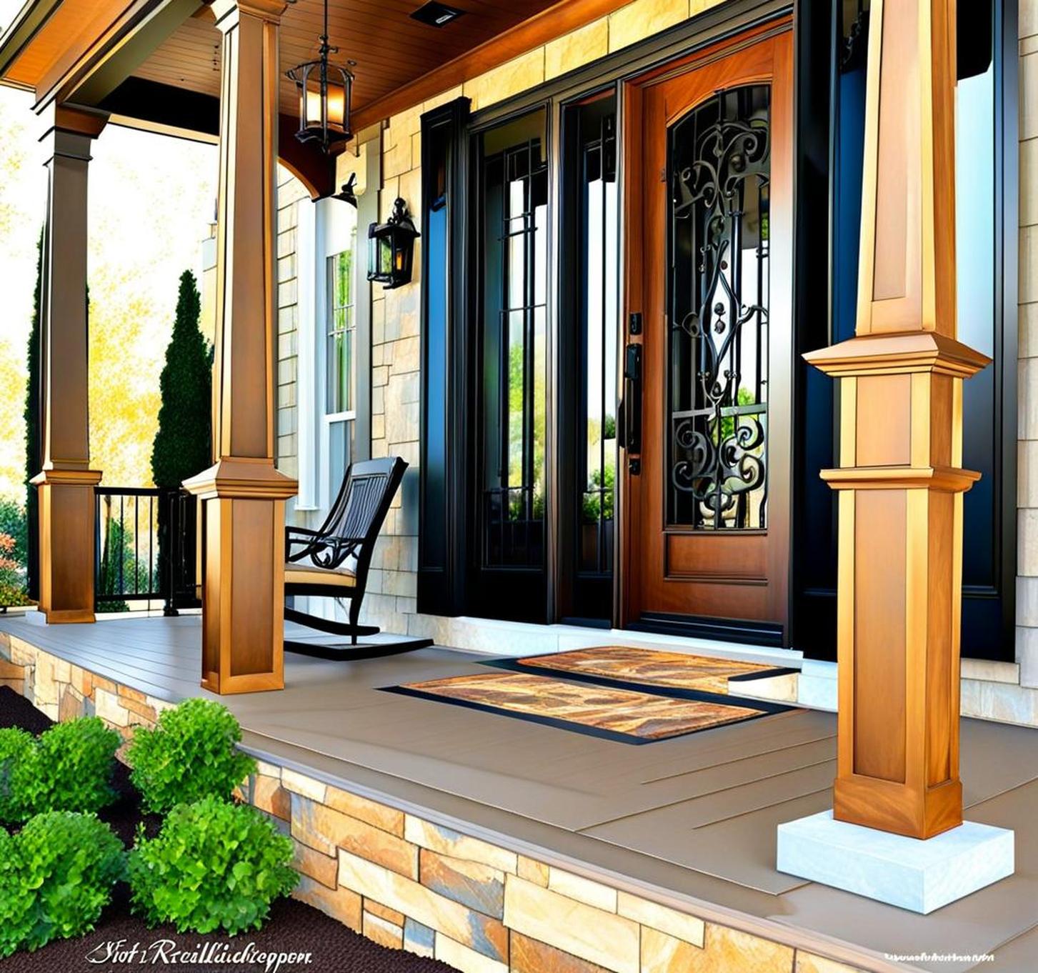 modern wrought iron porch columns
