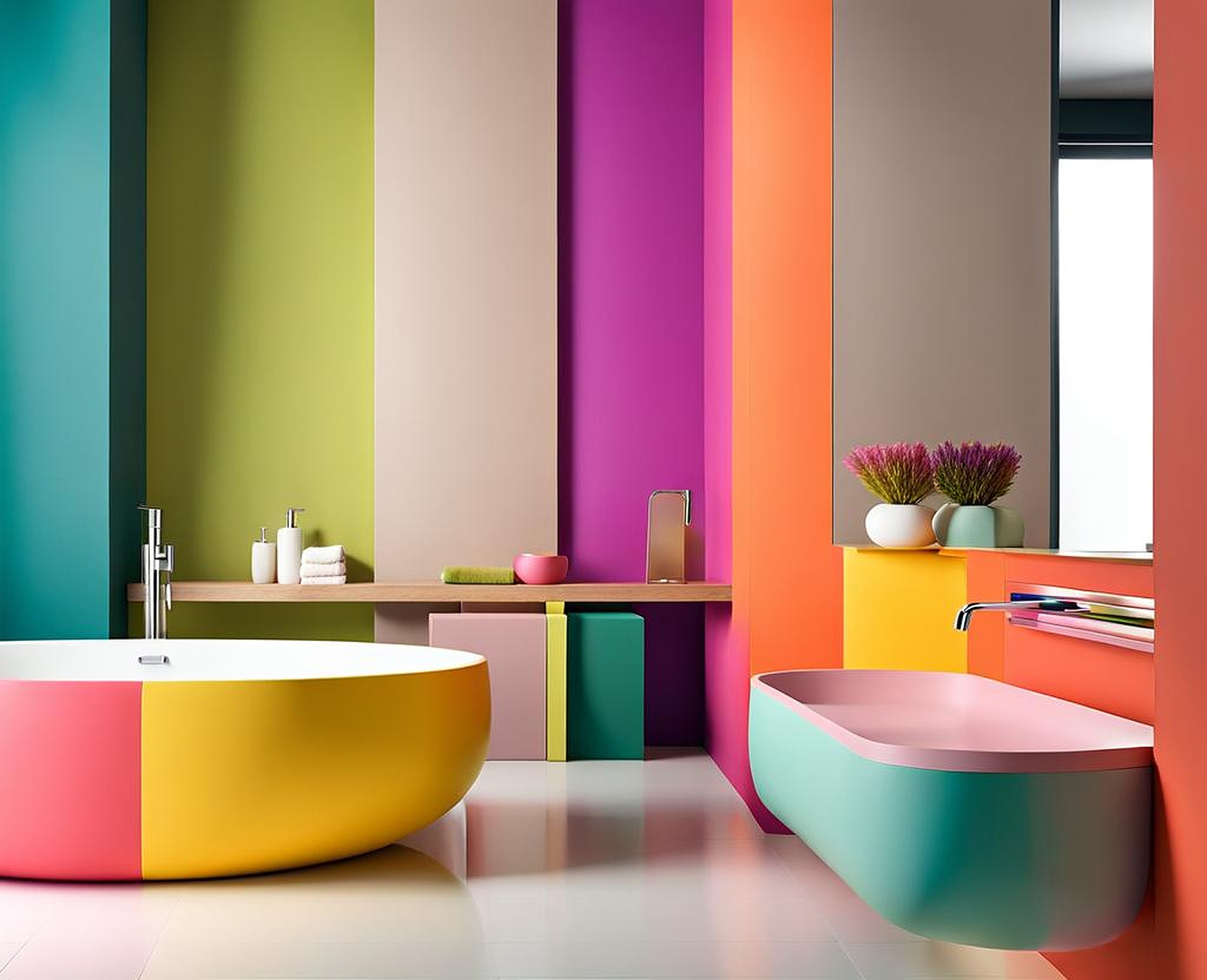 multi coloured bathroom accessories