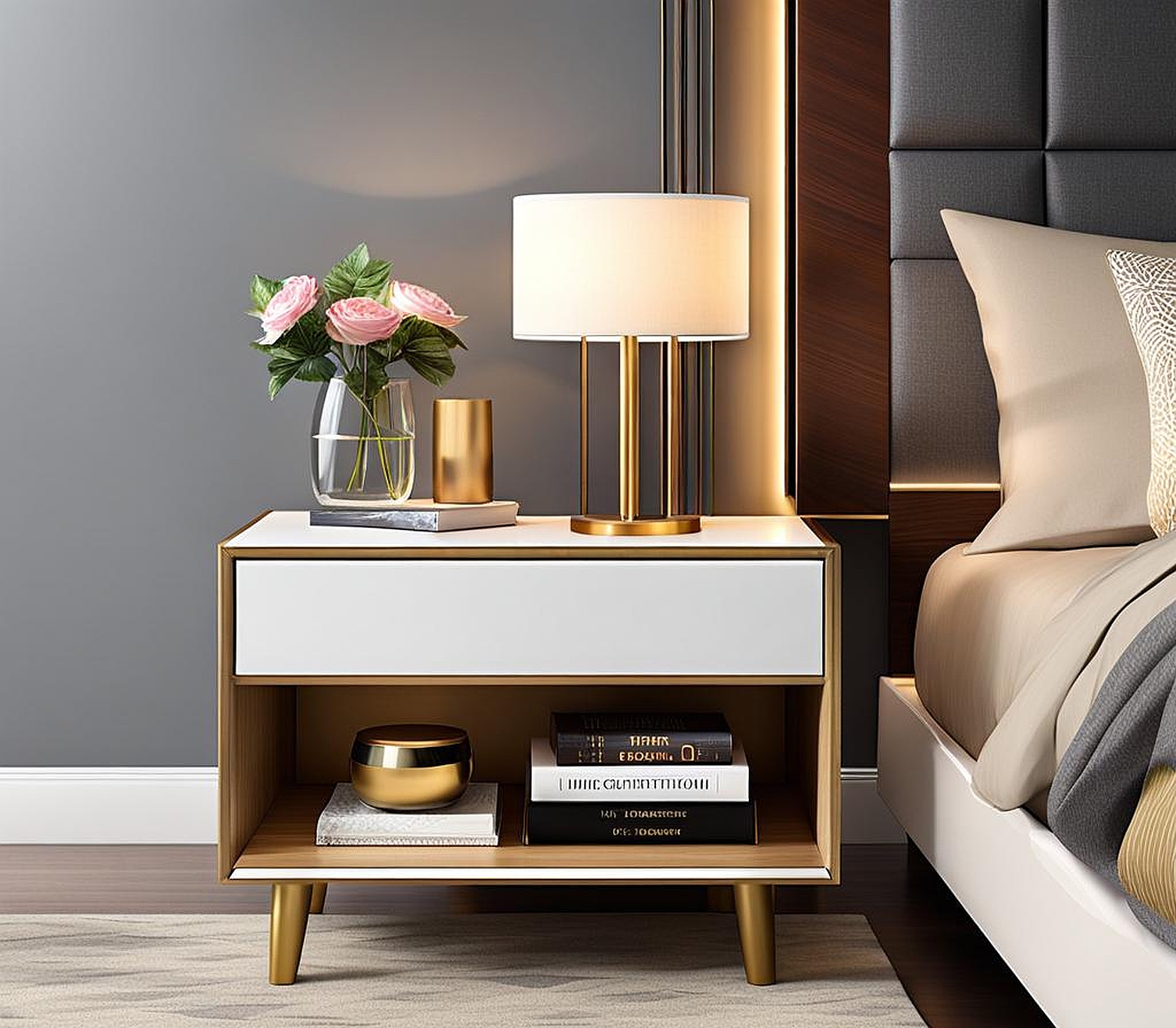 Sleek and Modern Nightstand Set of Two under $0