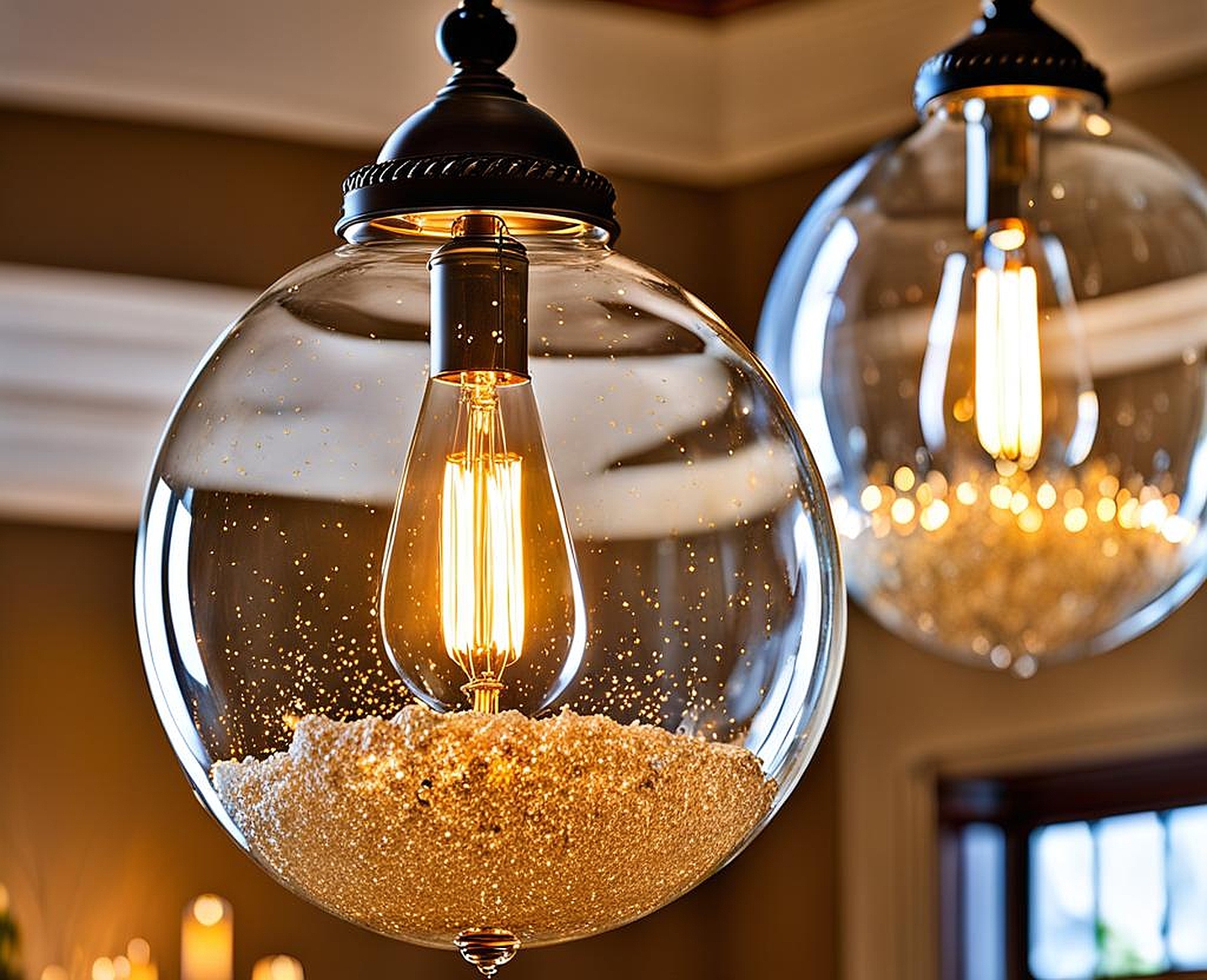Beautiful Seeded Glass Chandelier Globes Soothing Ambiance