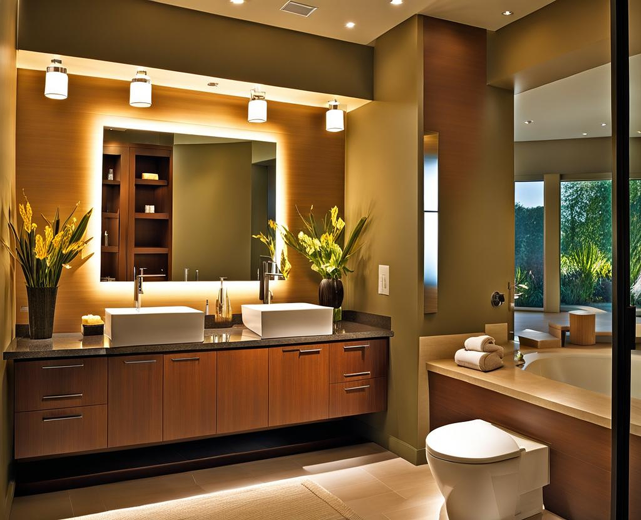 Natural Lighting Above Mirror in Bathroom Designs