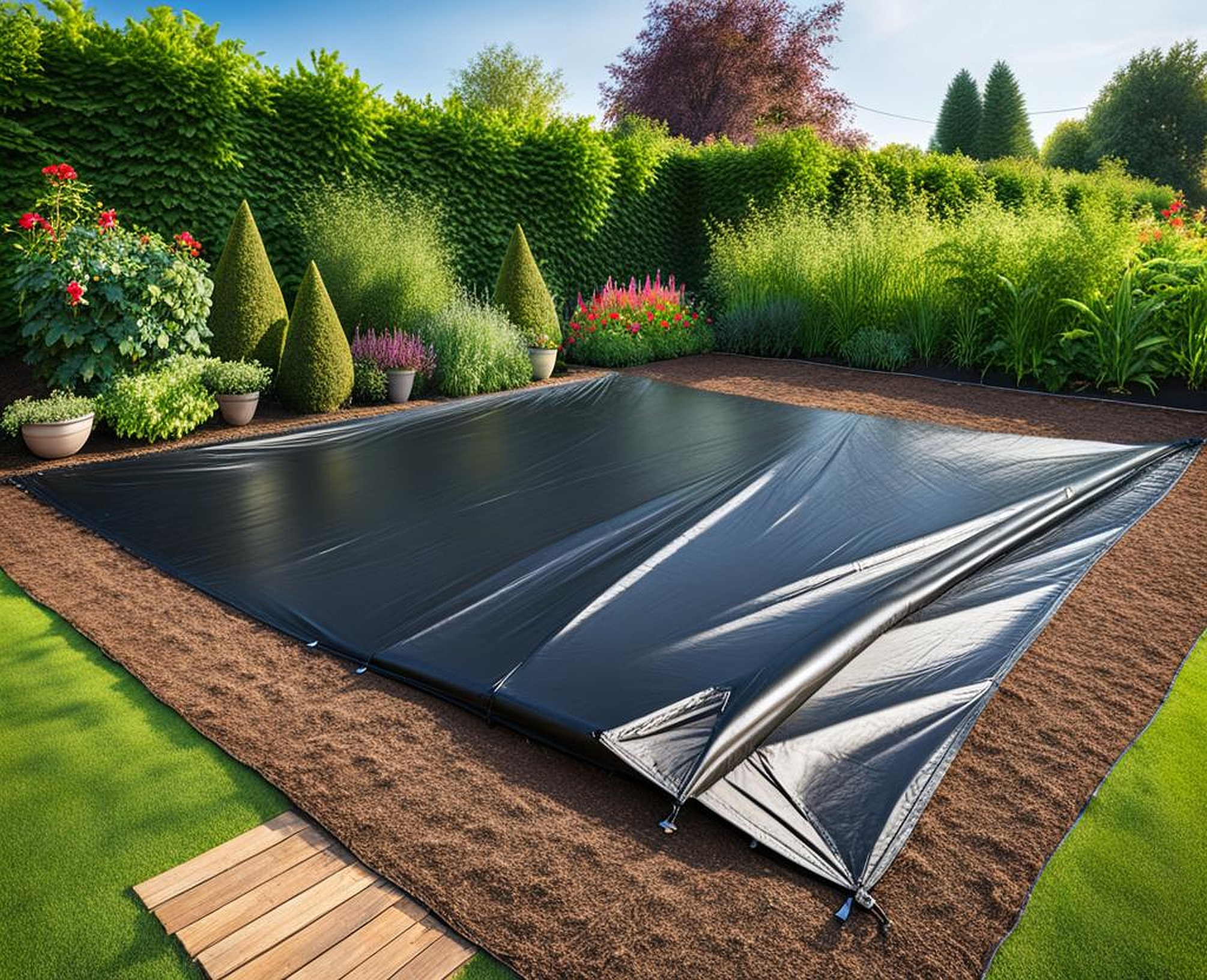 black tarp for gardening
