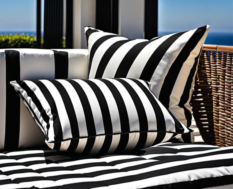 Black And White Striped Outdoor Pillows