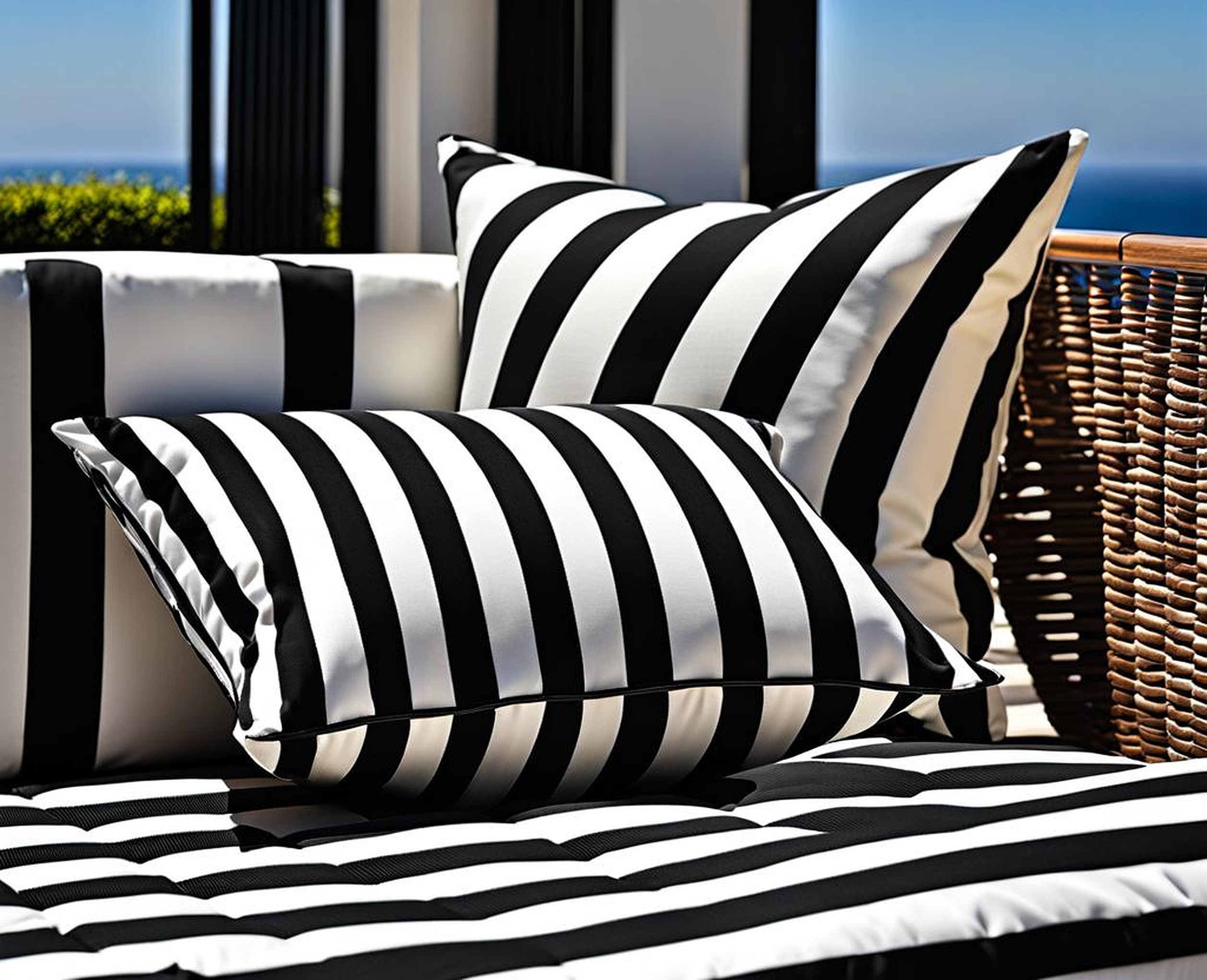 black and white stripe outdoor cushions