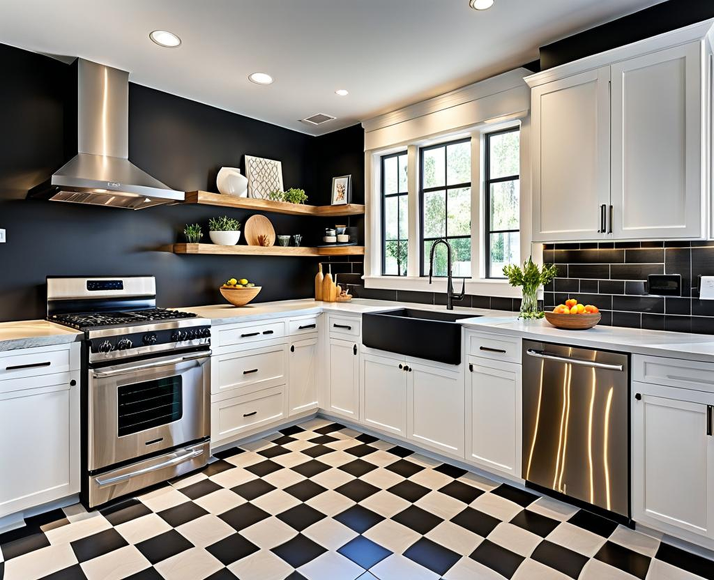 decorating a black and white kitchen