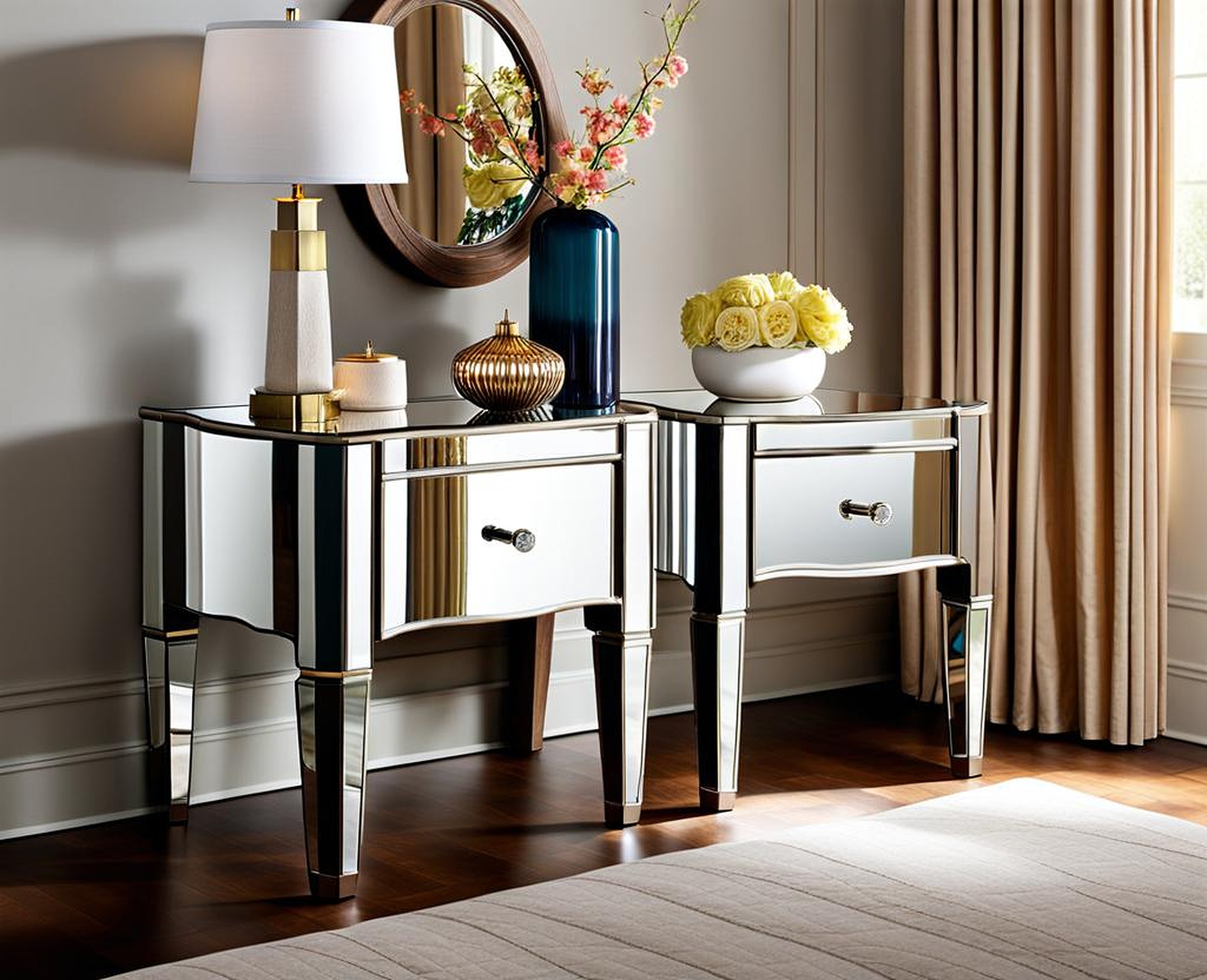 Mirrored Bedroom Side Tables for Elegant Interiors
