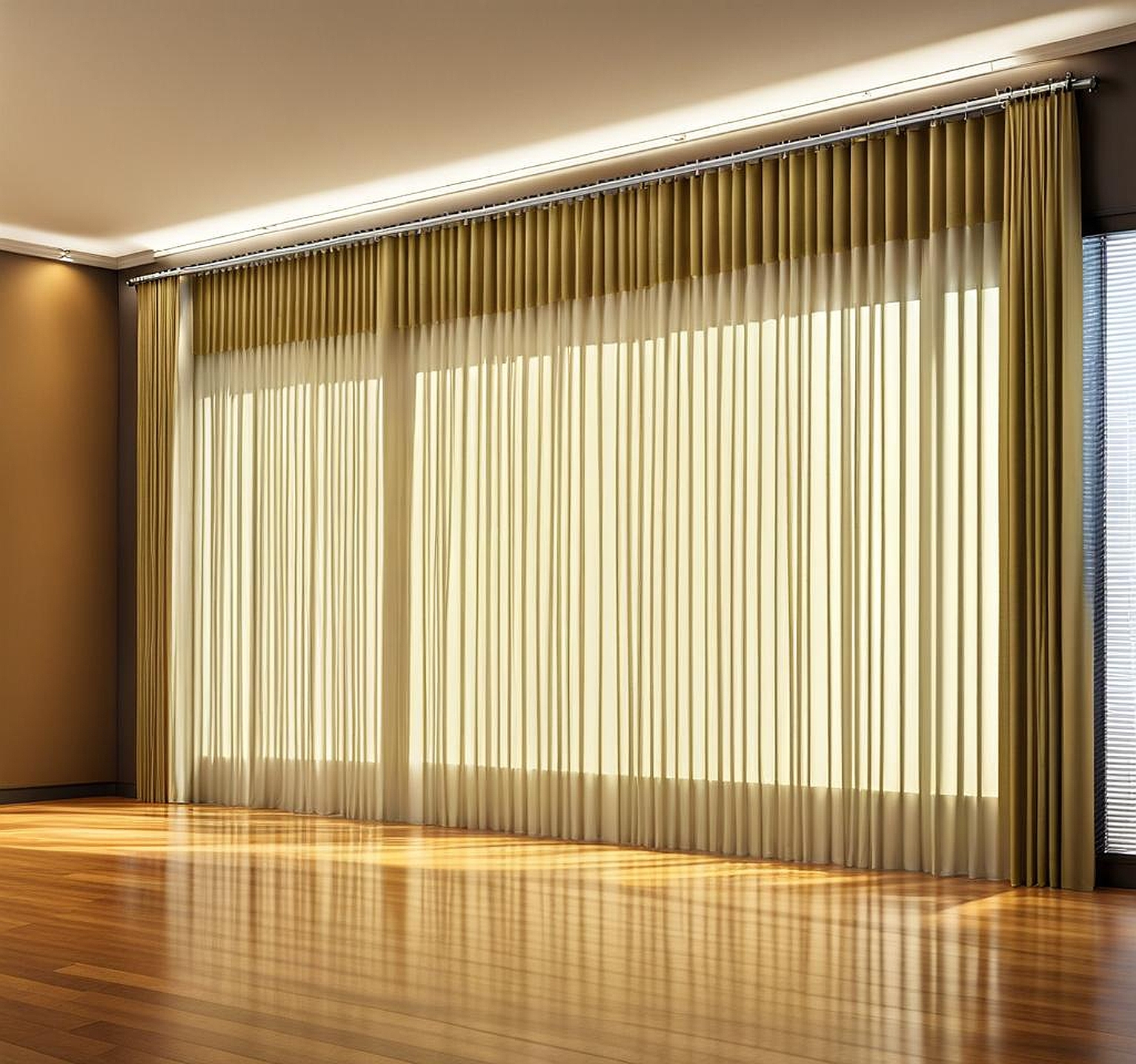 Dramatic Window Treatment with Curtain Tension Rod 0 Inches