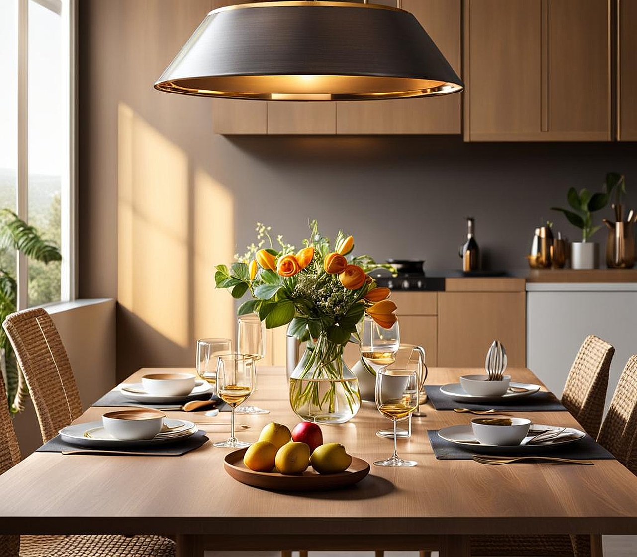 dining table in a small kitchen