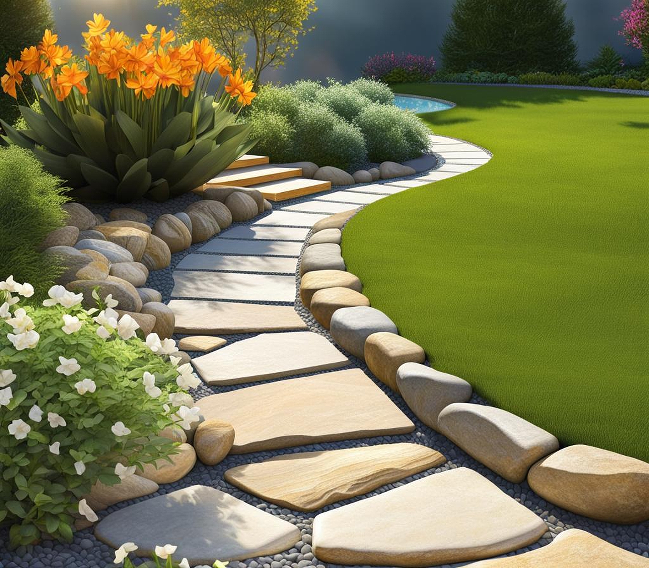 natural stone garden edging