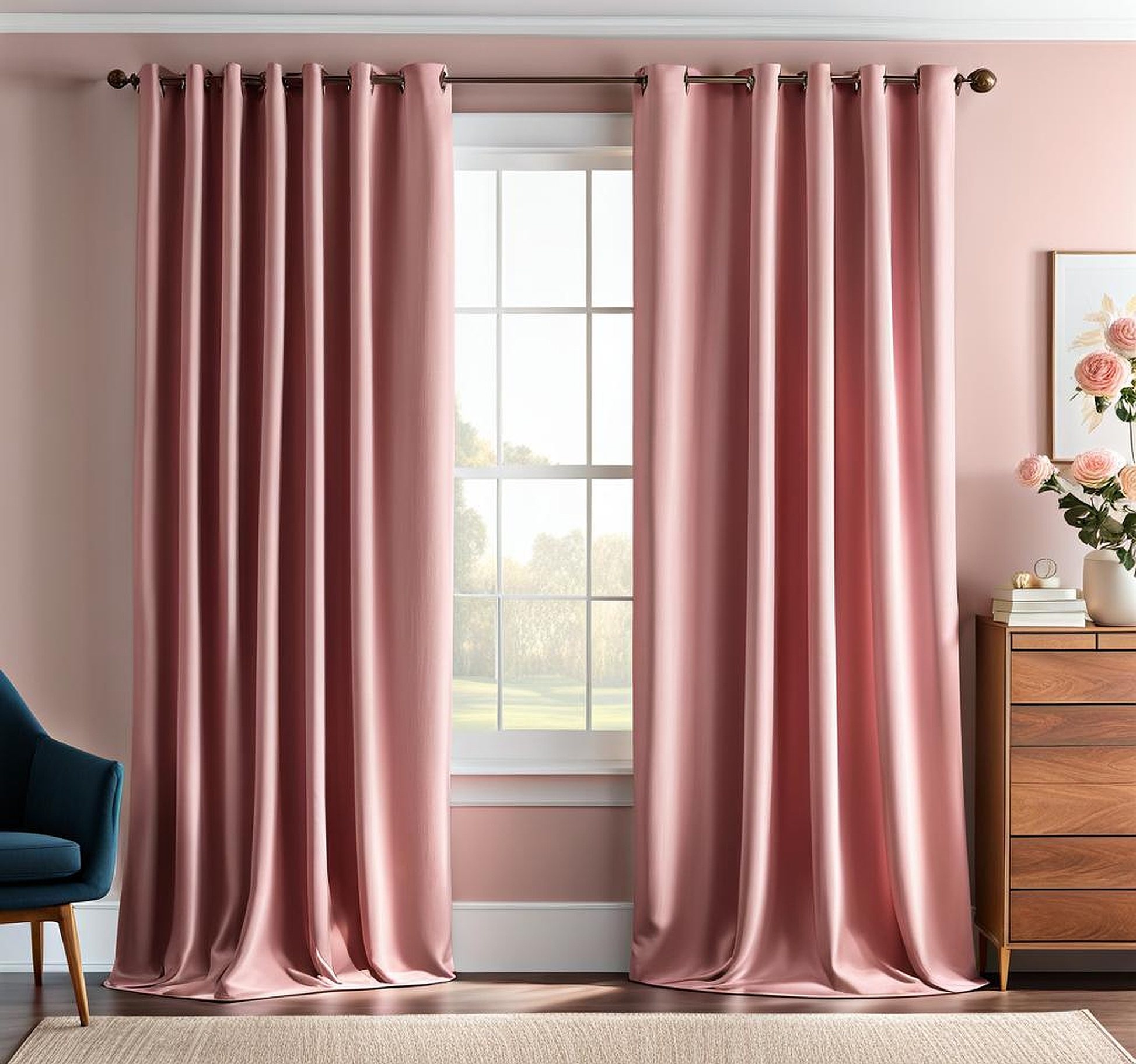 Adding Texture and Interest with Dusty Rose Blackout Curtains