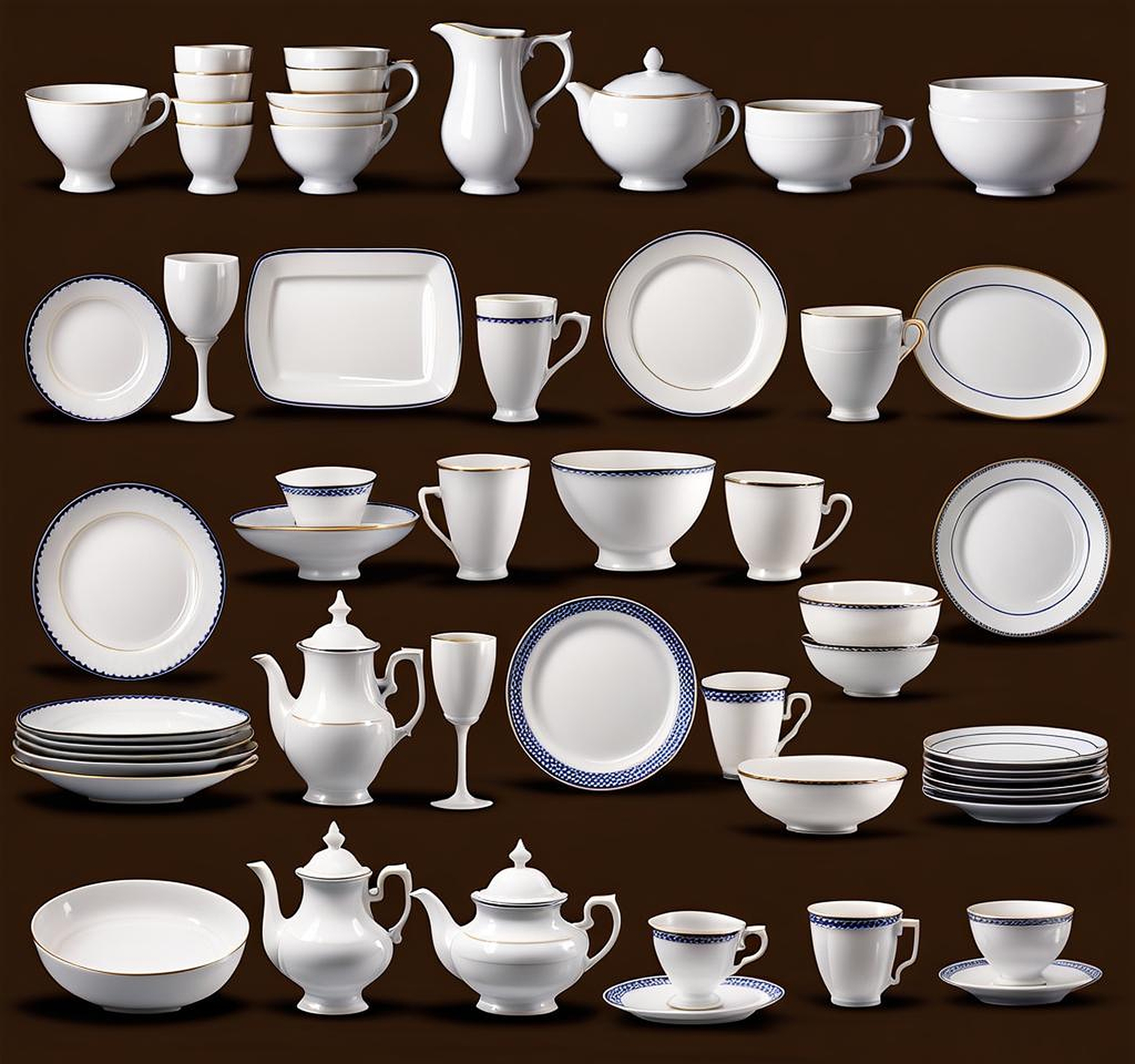 Traditional Porcelain Dinnerware Sets with Capacity for 8