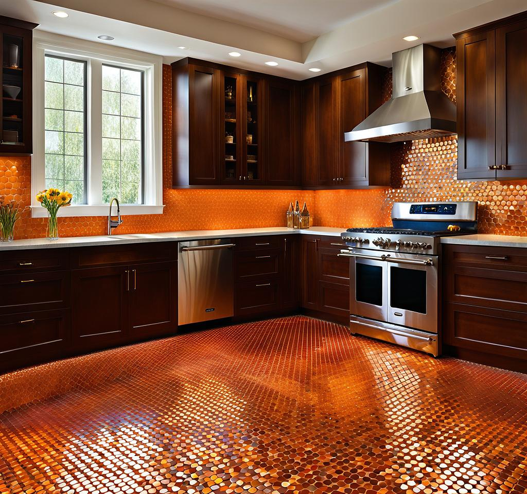 Attention to Detail with Penny Tile Kitchen Floor Installation