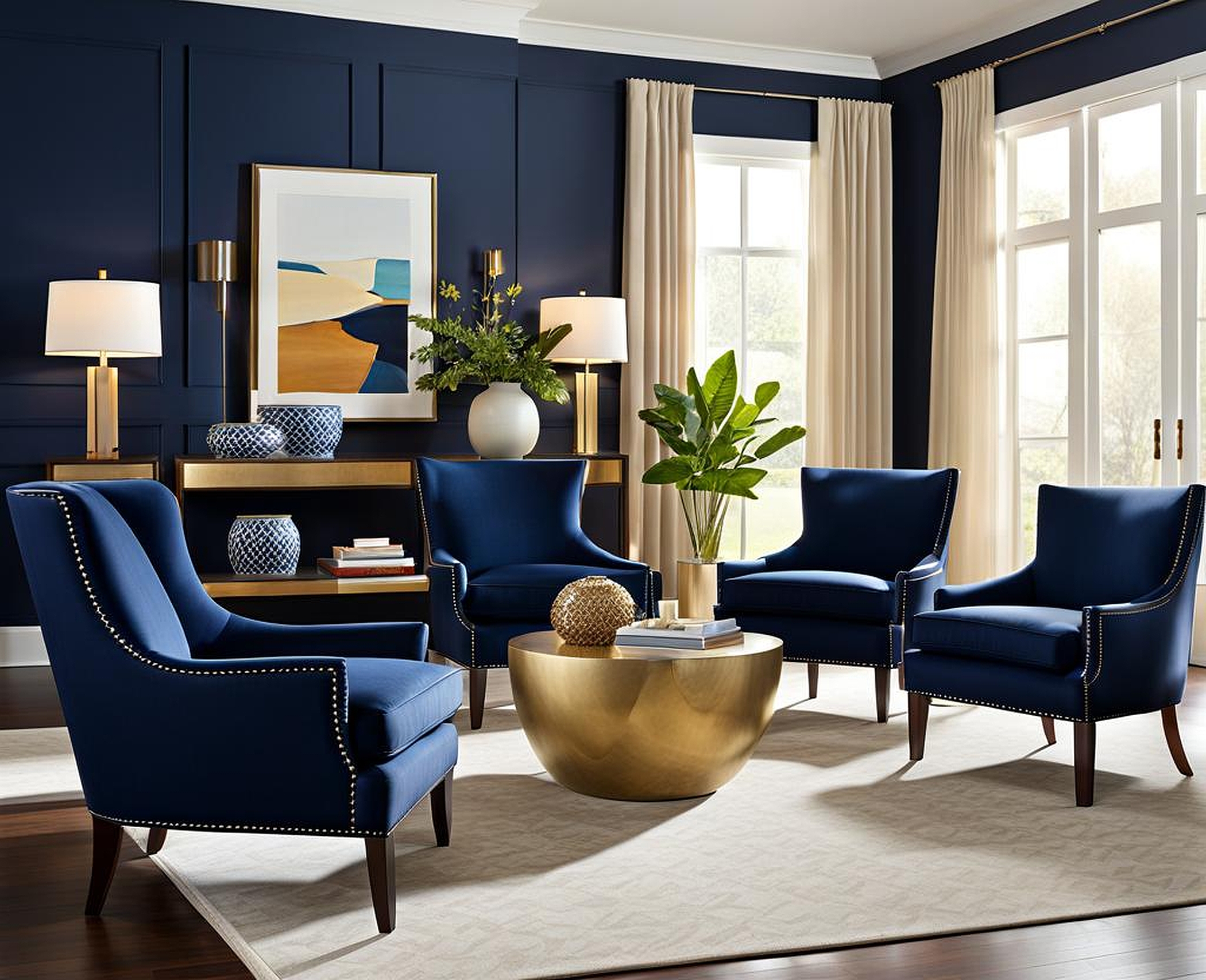 navy blue chairs for living room