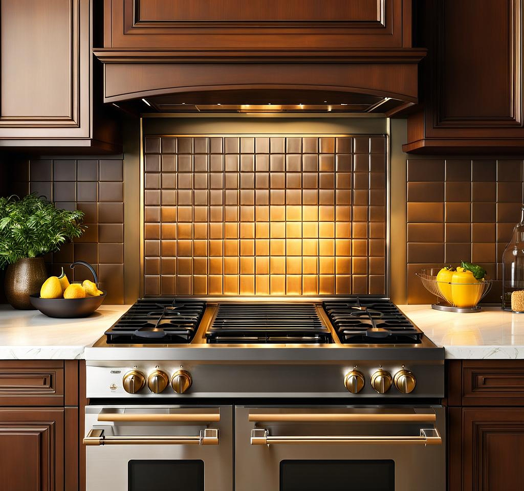 decorative backsplash behind stove