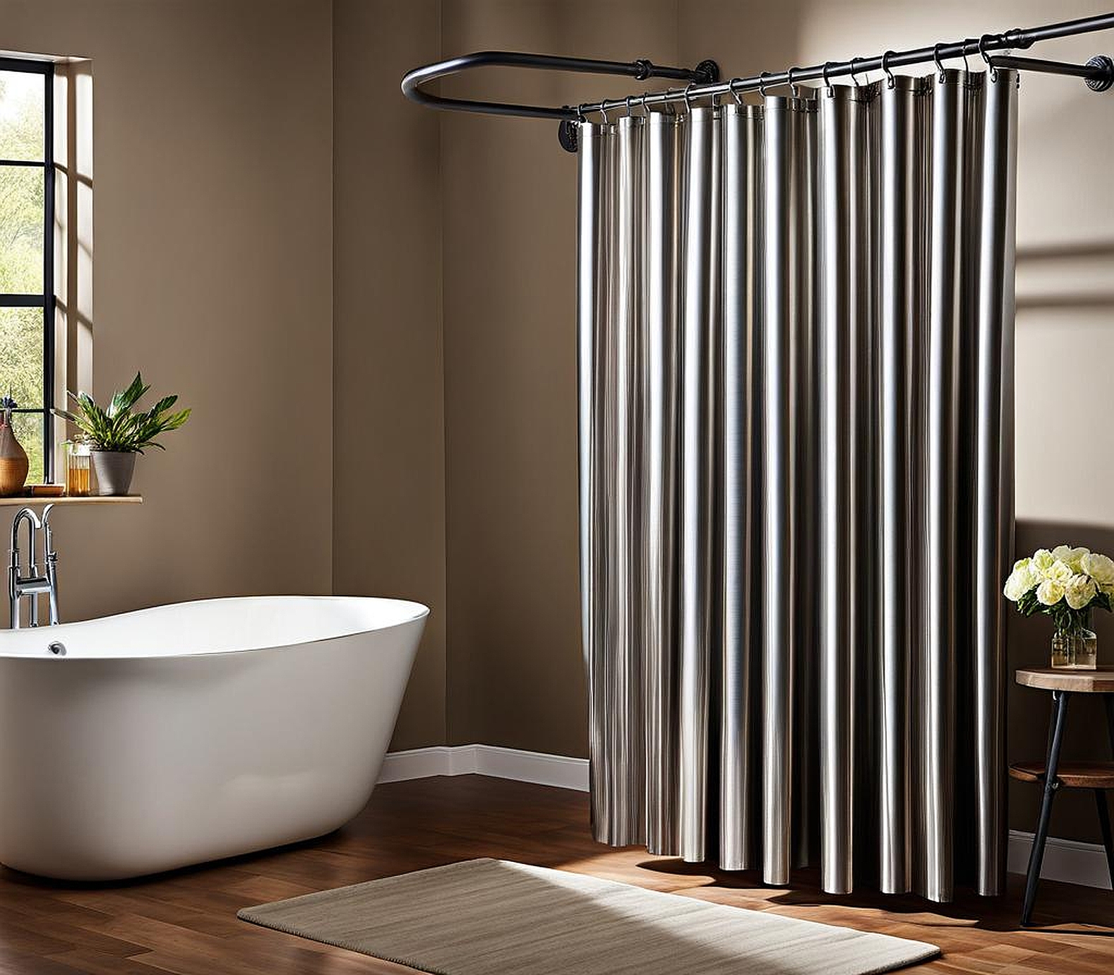 Shower Curtain Rods Made from Industrial Pipes for a Unique Look