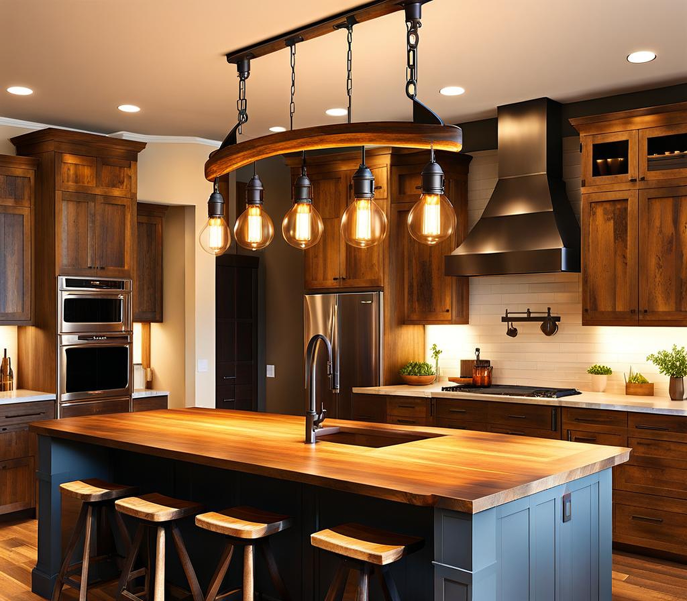 rustic track lighting for kitchen