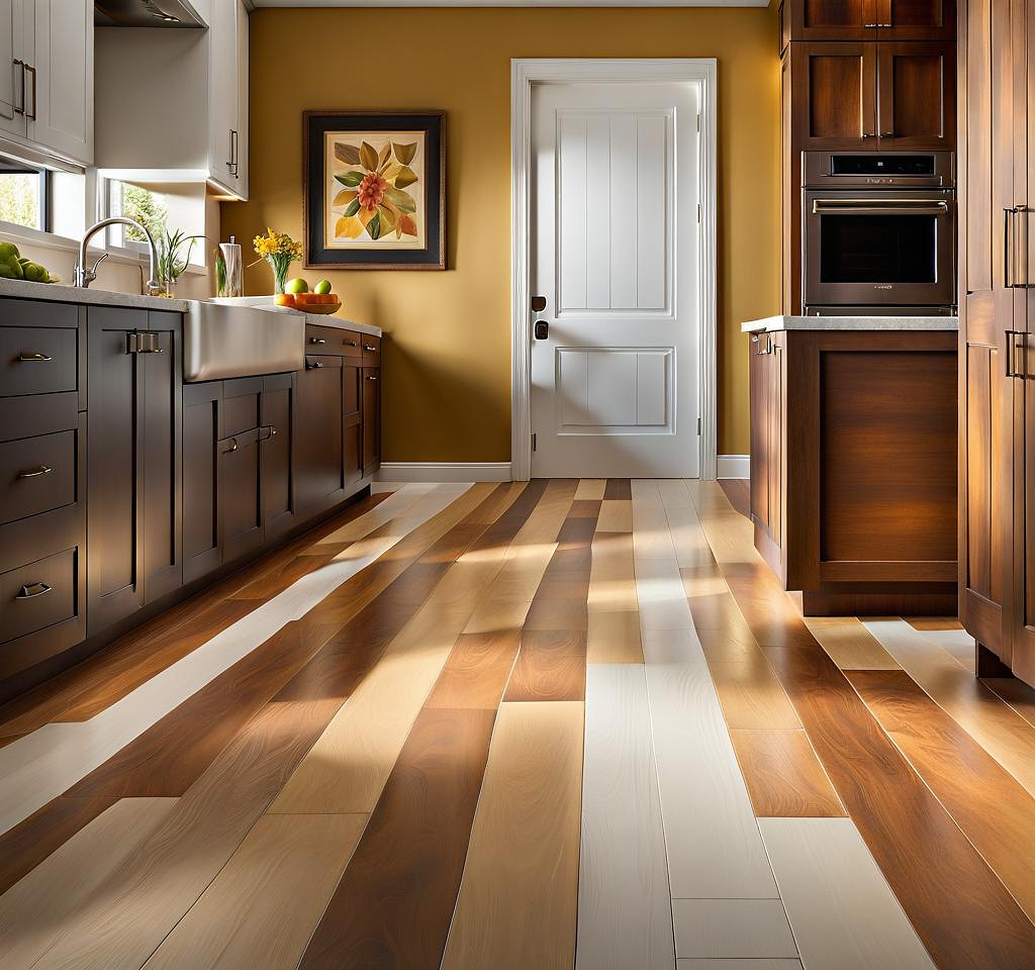 painted wood floors kitchen