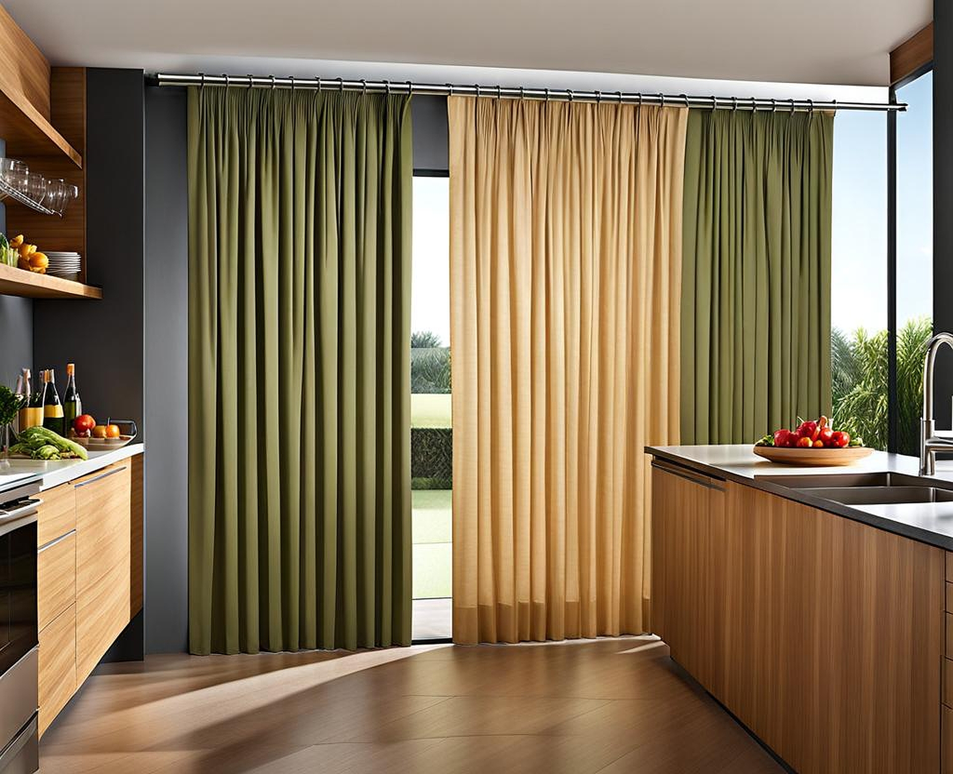 Elegant Curtains for Sliding Glass Doors in Kitchen Design
