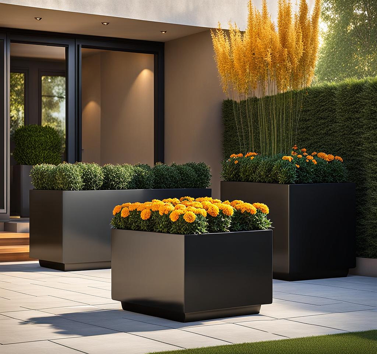 large black square outdoor planters