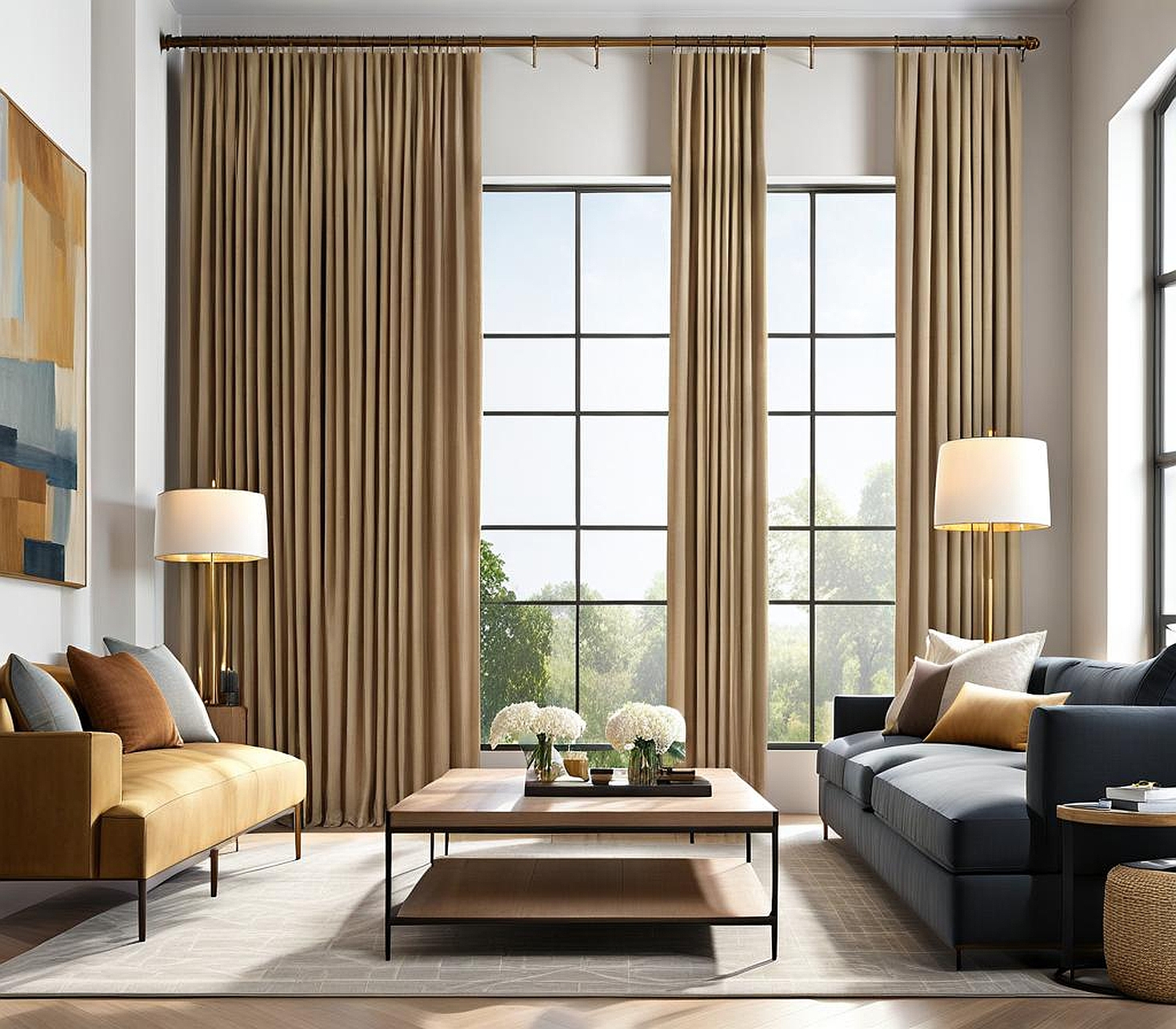 long curtain rods for living room