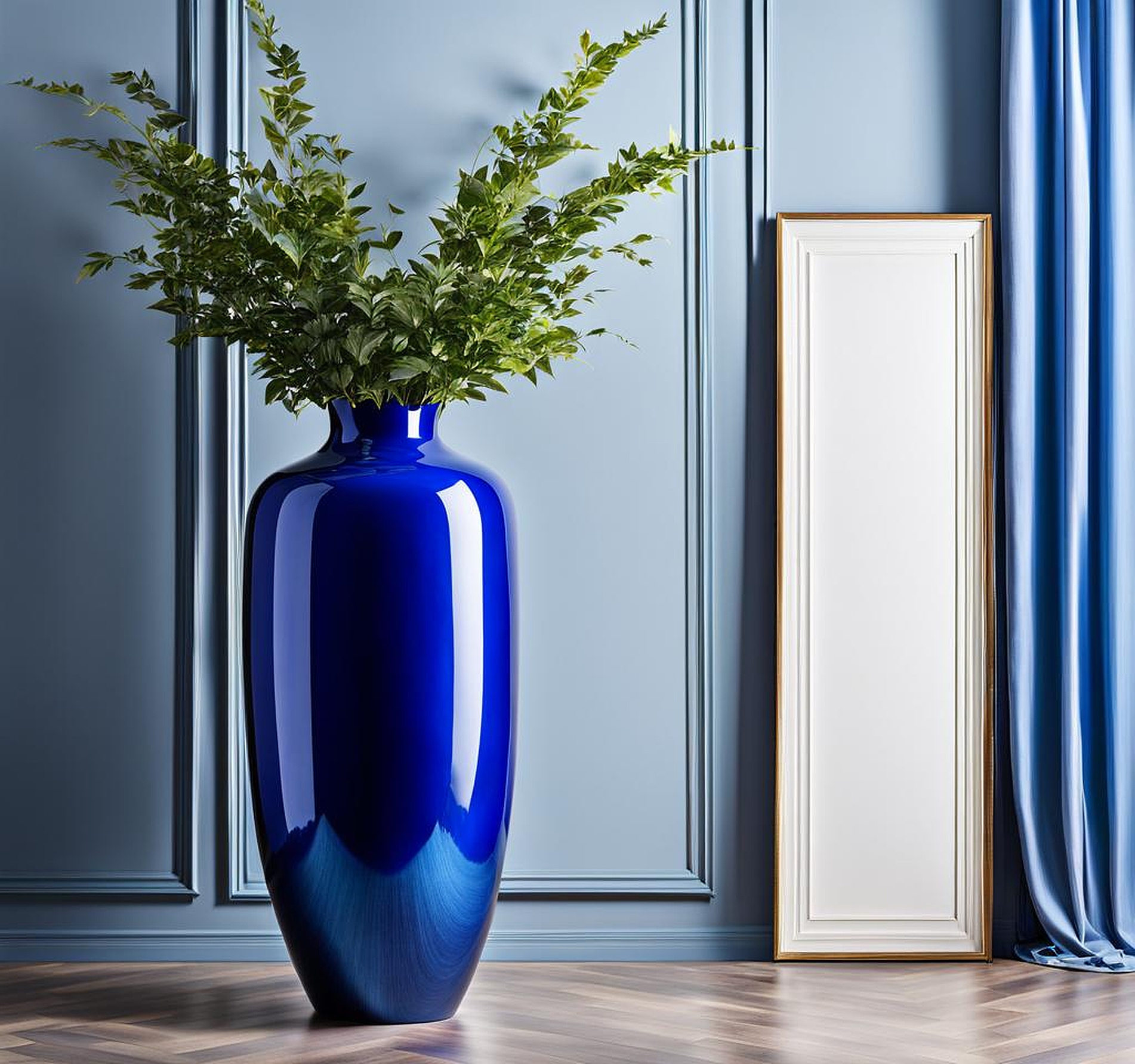 Floor Standing Vase with Extra Large Blue Capacity