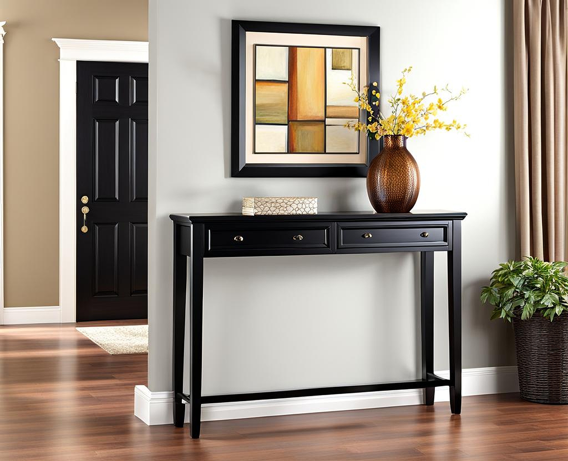 black entry way tables