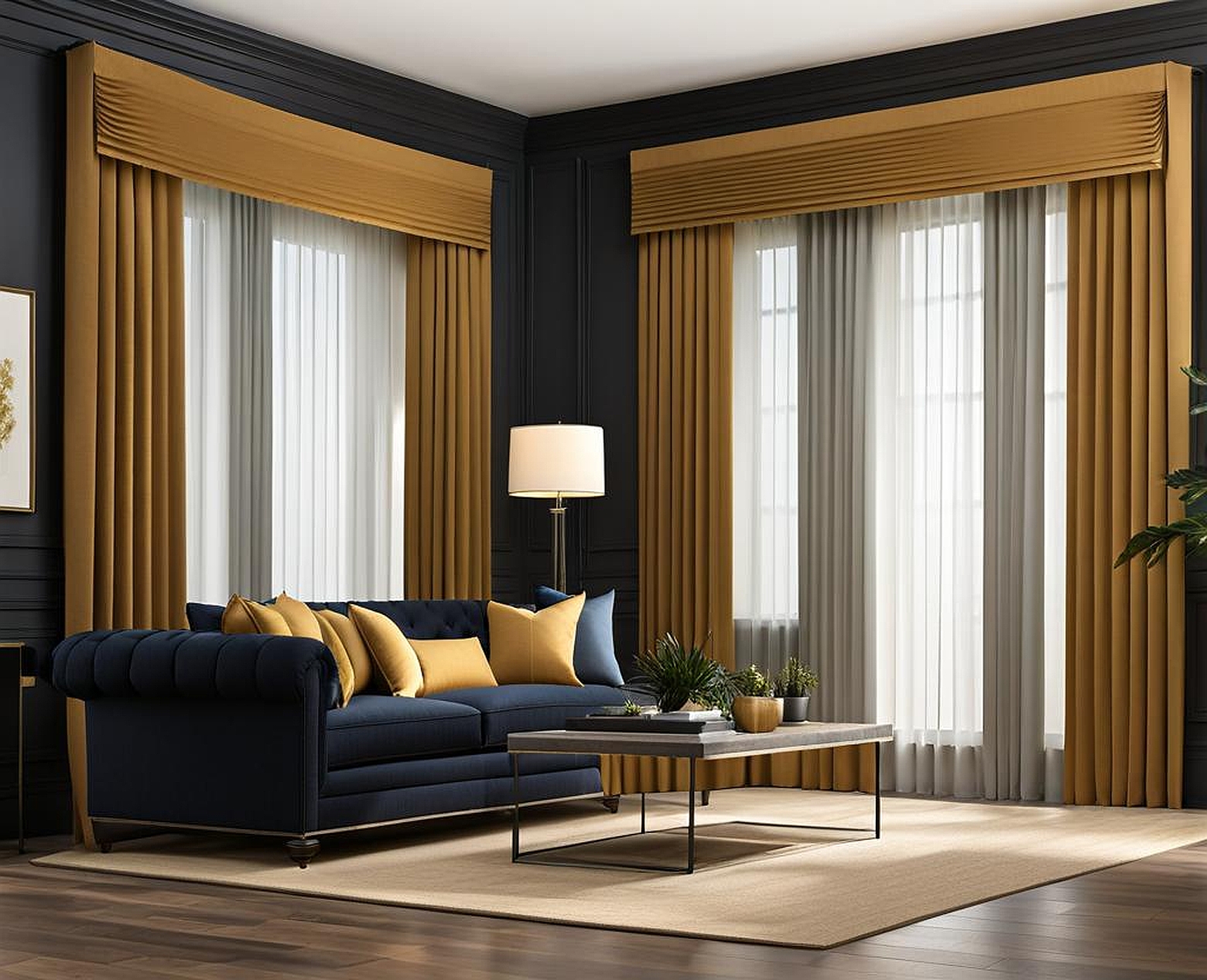 Custom Pleated Drapes for a High-End Living Room Design