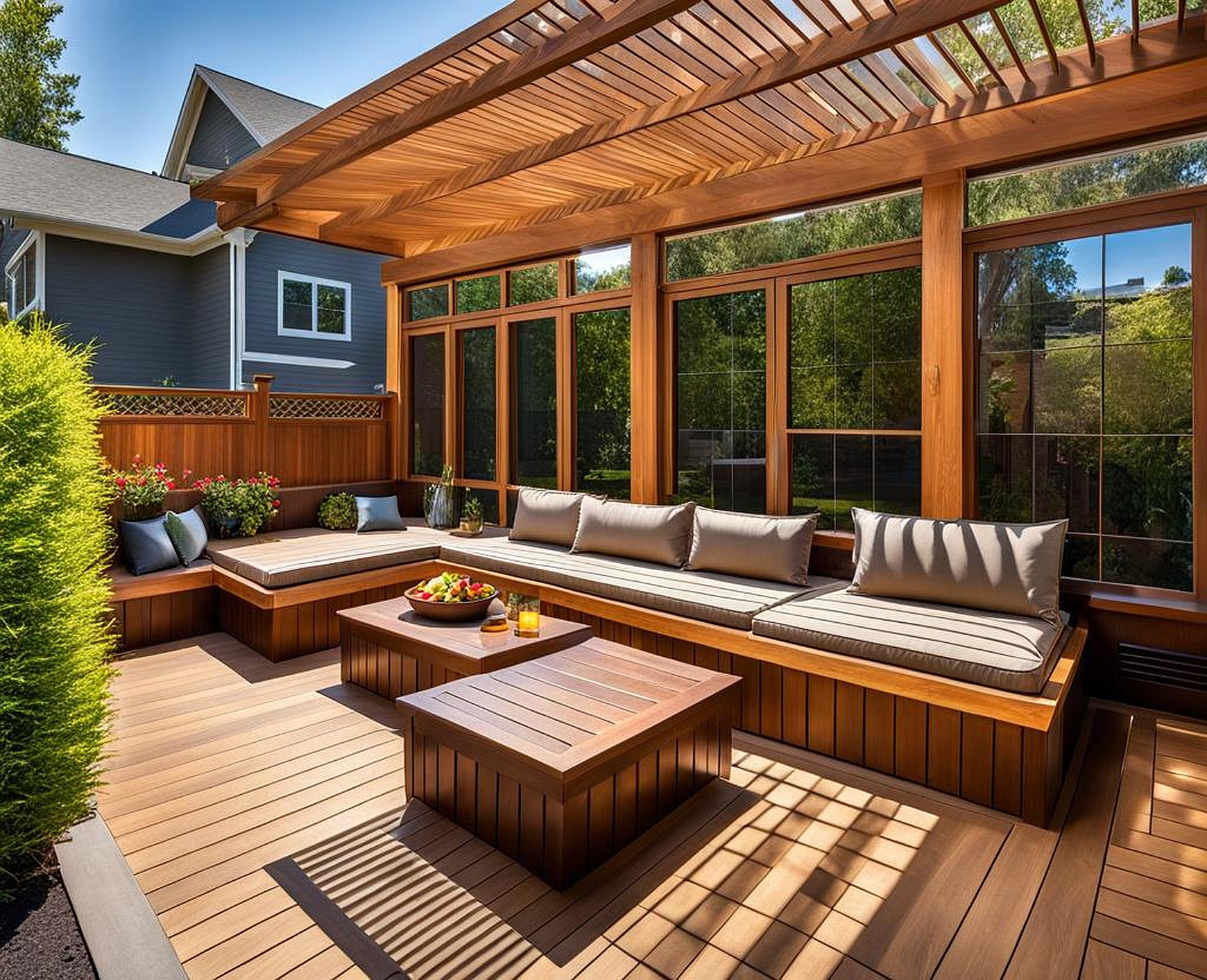 Deck Built in Seat Designs for Backyard Entertaining Spaces