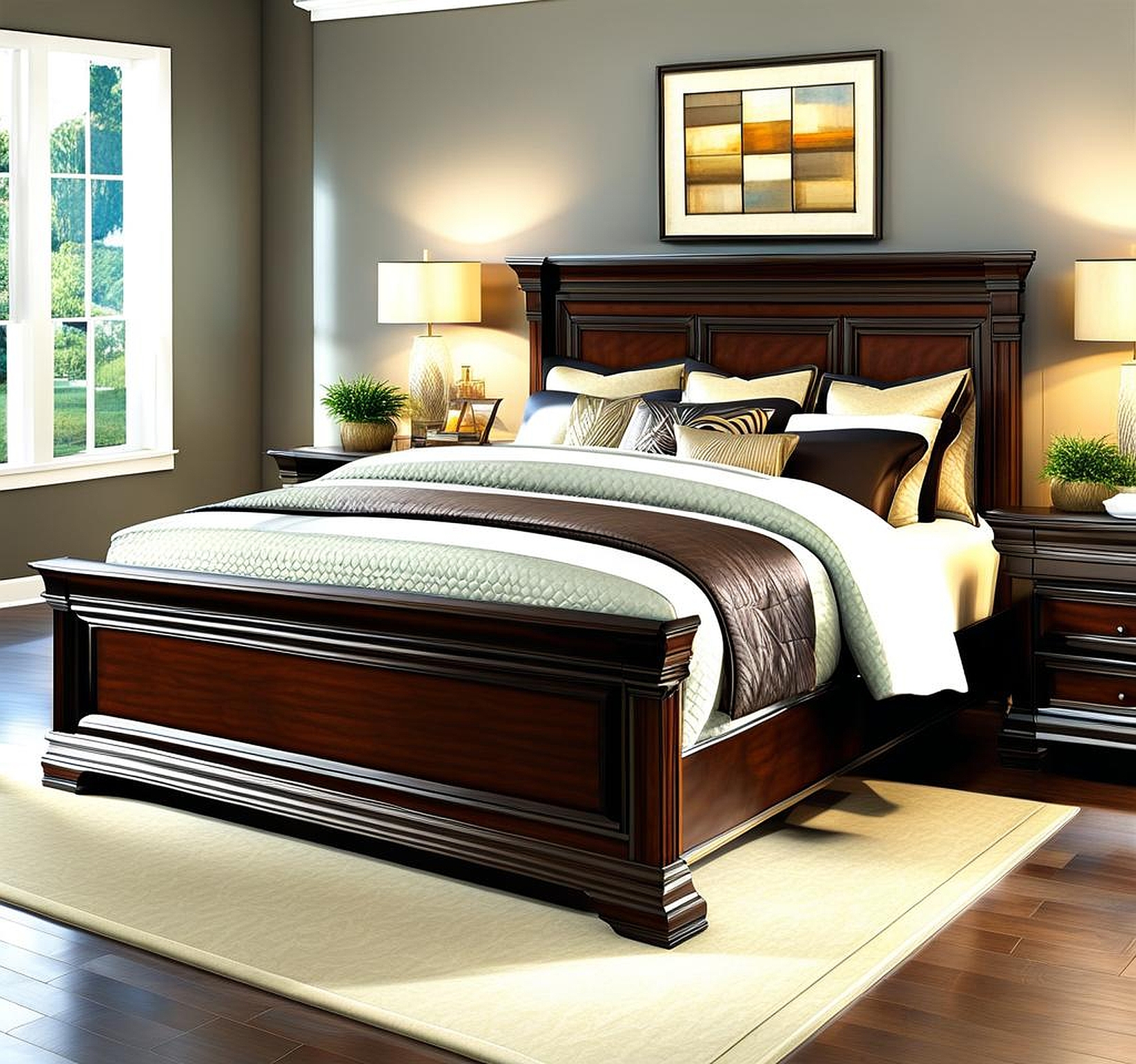 No Box Spring Needed Queen Size Bed Frame with Headboard for a Luxurious Bed Experience