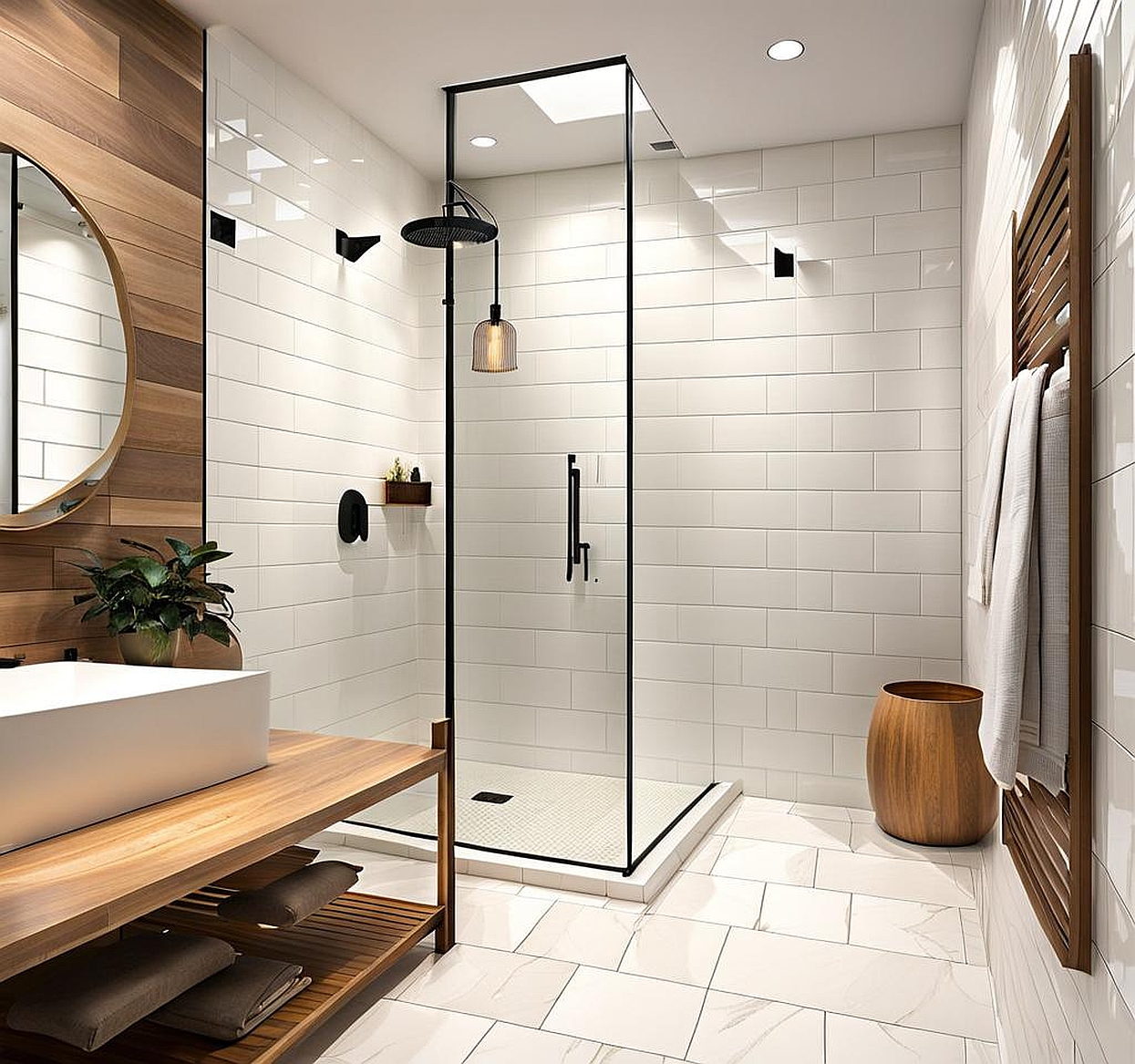 Bathroom Tile Ideas and Inspiration for Large White Tile Shower Designs