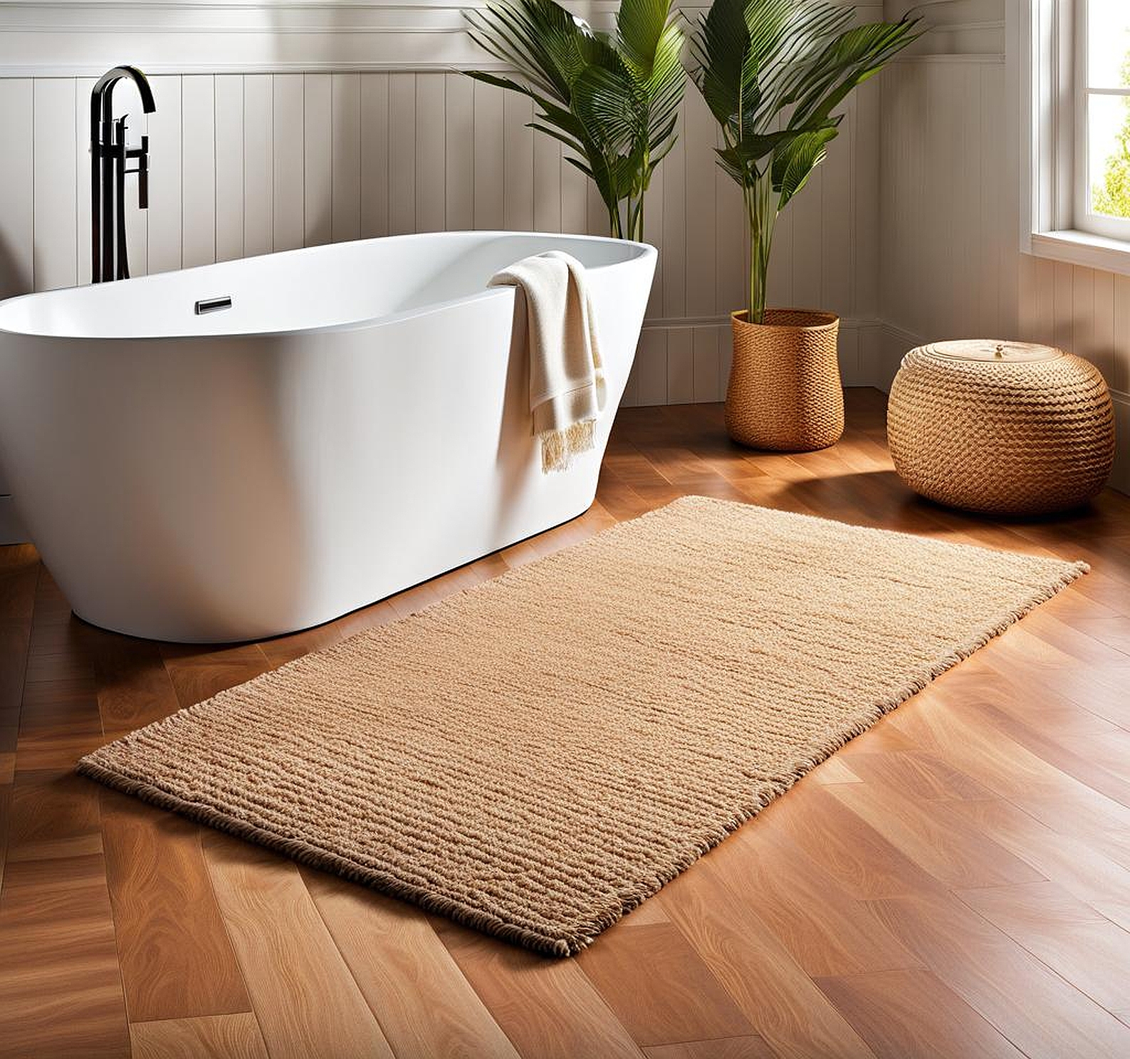 Natural Fiber Bathroom Rugs in Various Textures and Colors