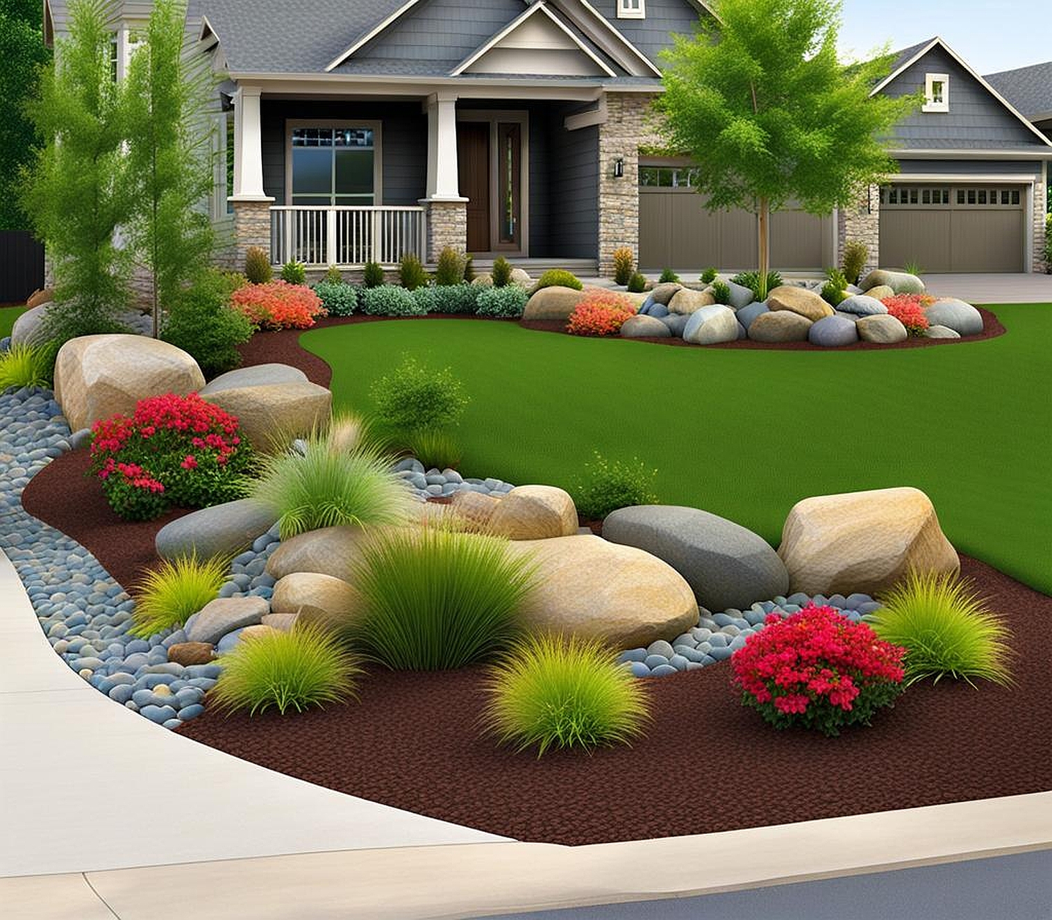 front yard landscape ideas with rocks