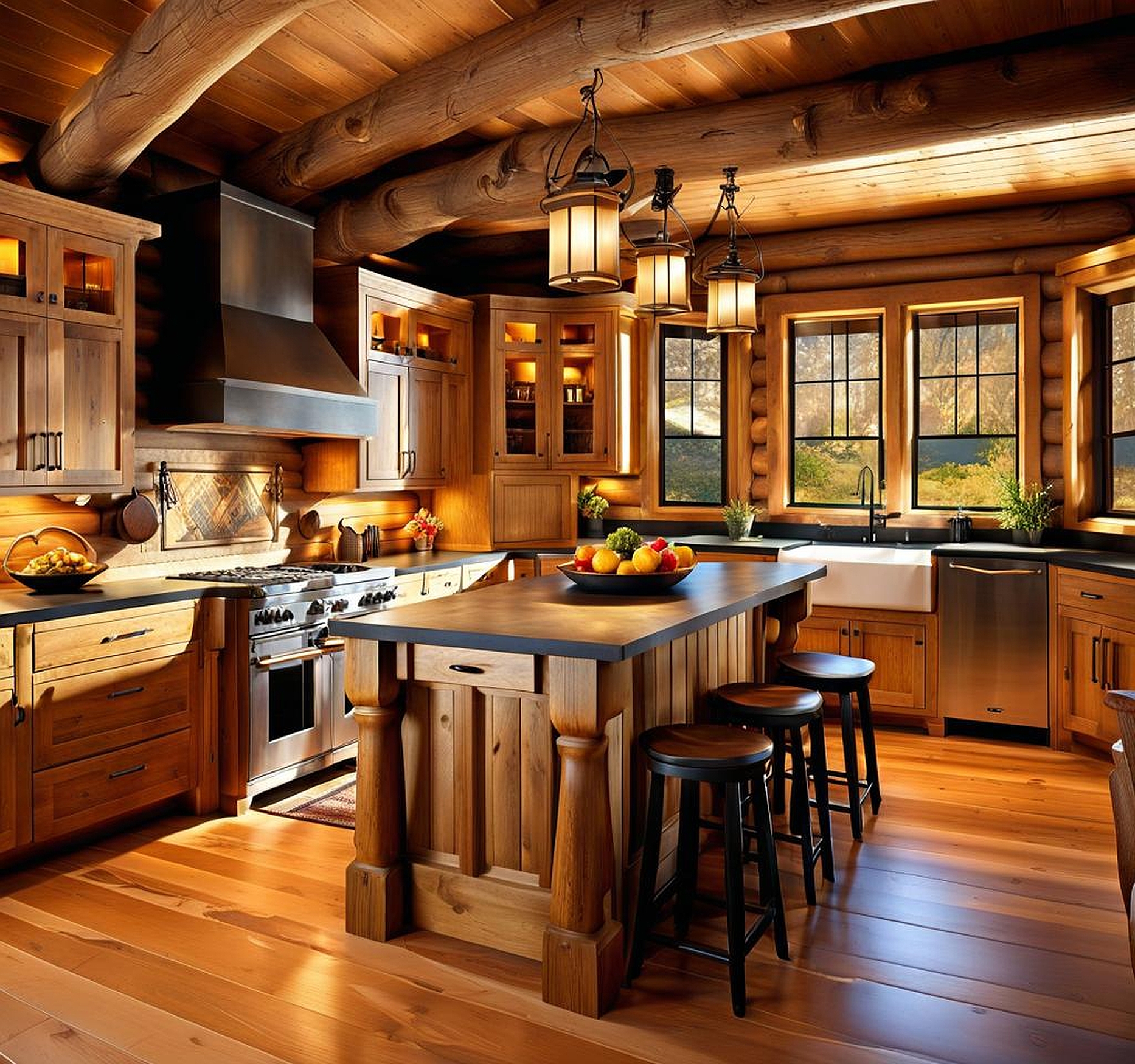 log cabin kitchens ideas