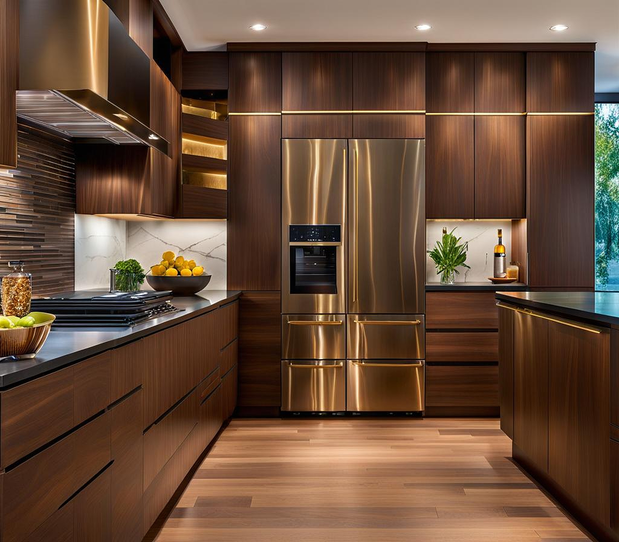 contemporary modern walnut kitchen cabinets