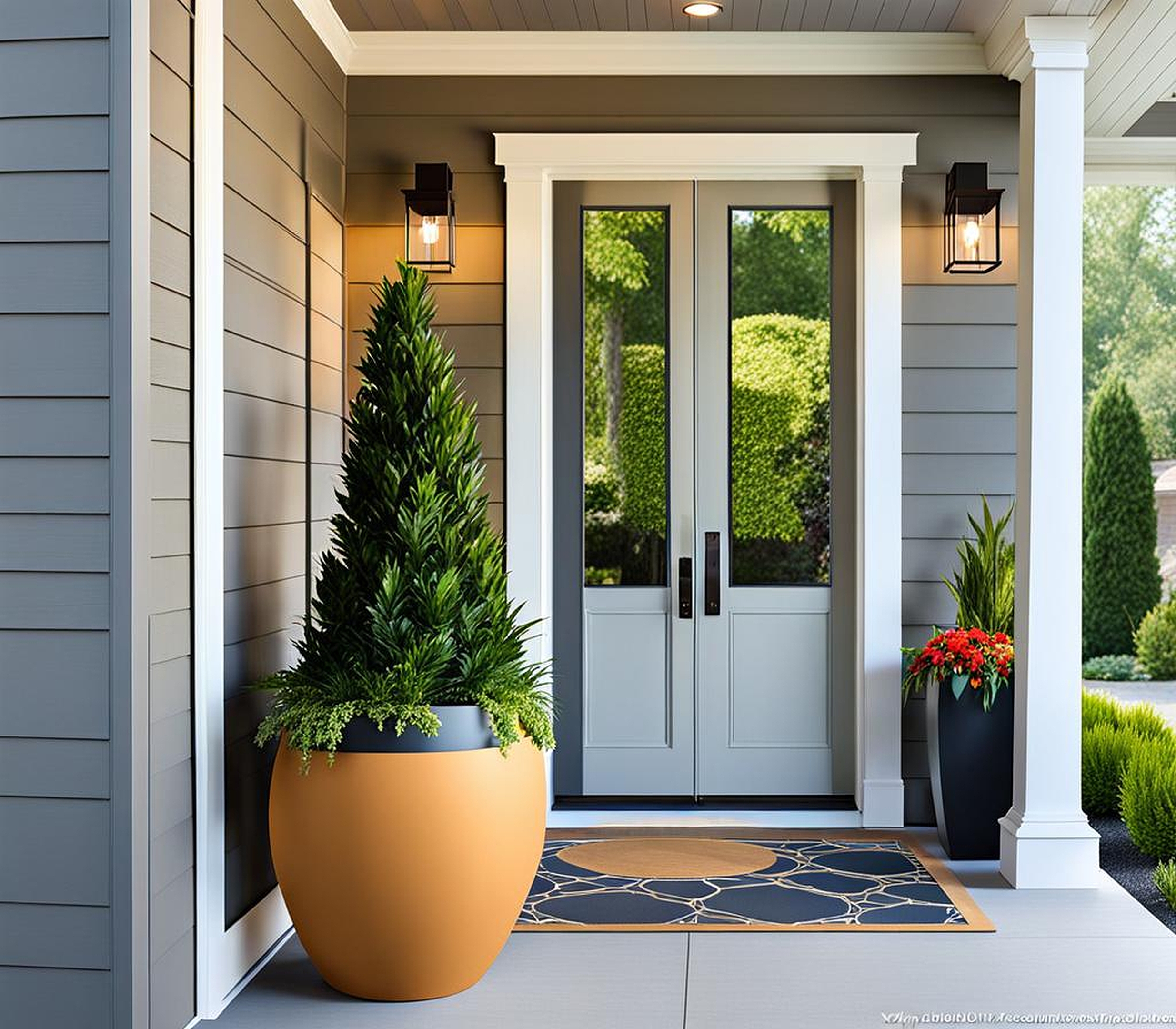 modern front porch planters