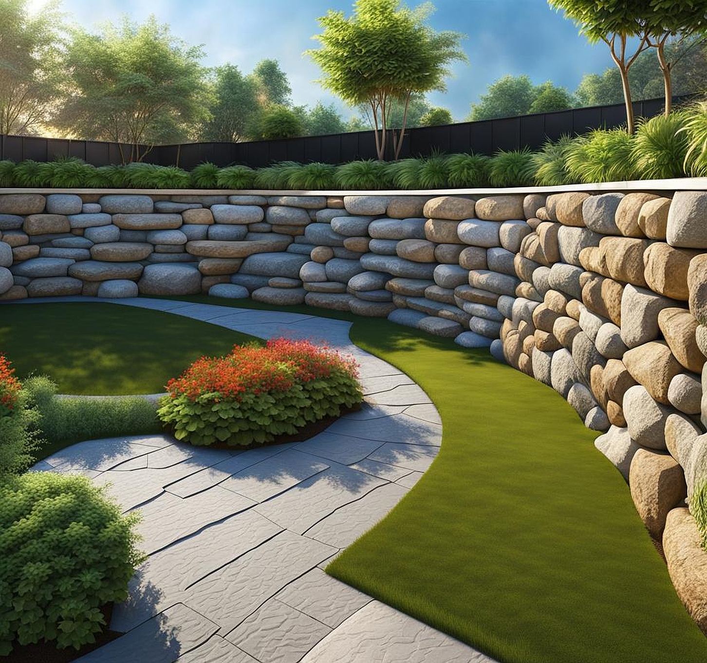 rock wall landscaping ideas