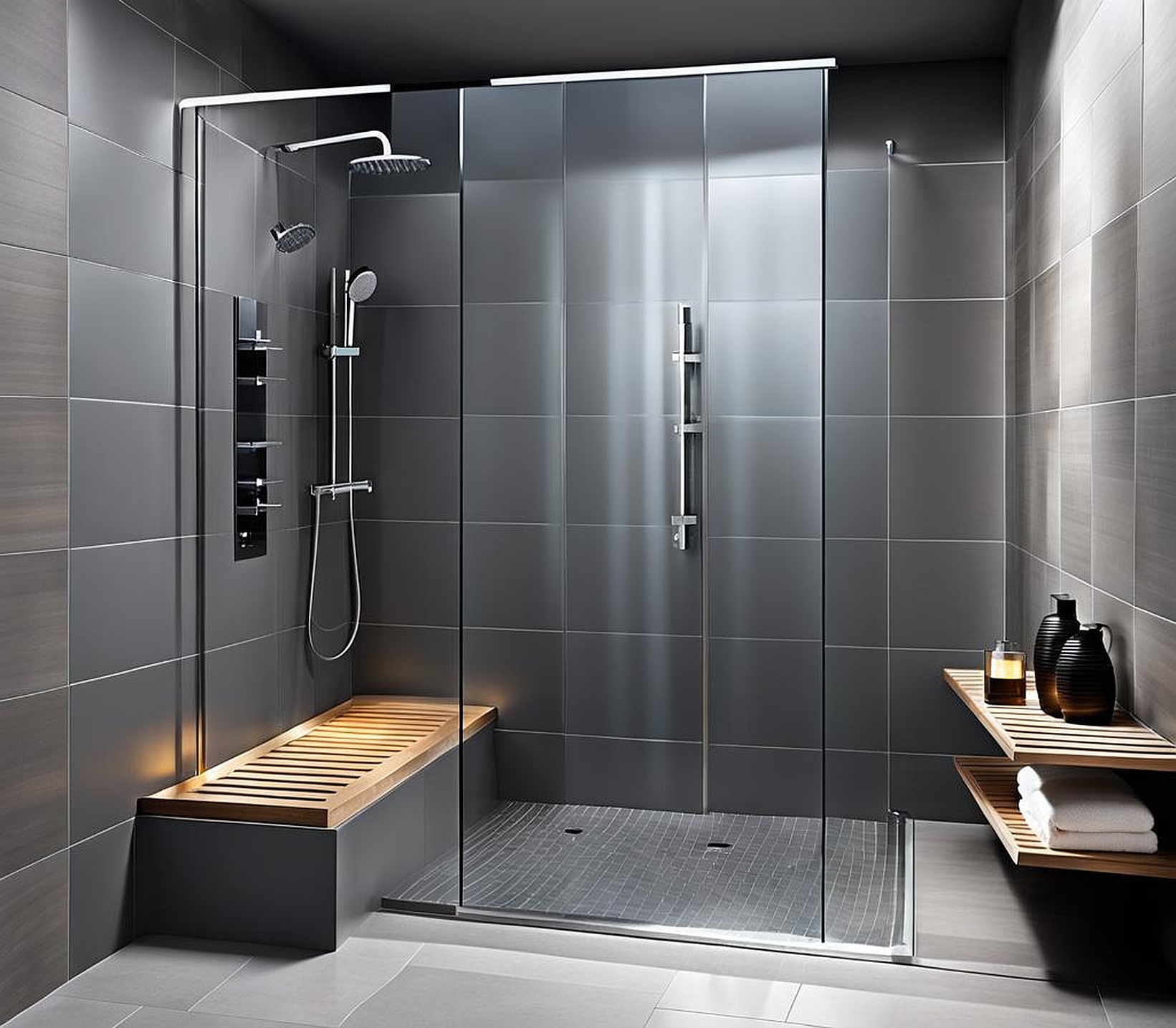 Gray Tiled Shower Ideas for a Futuristic Bathroom Look