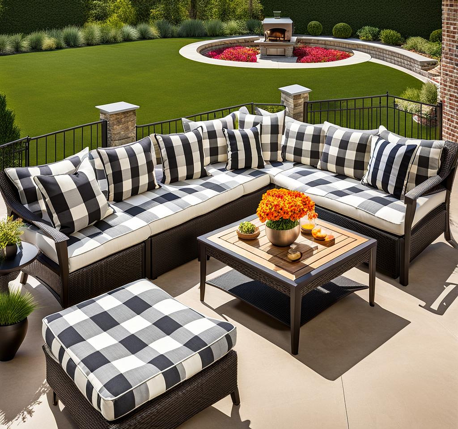 Buffalo Check Outdoor Cushions for a Chic and Sophisticated Patio