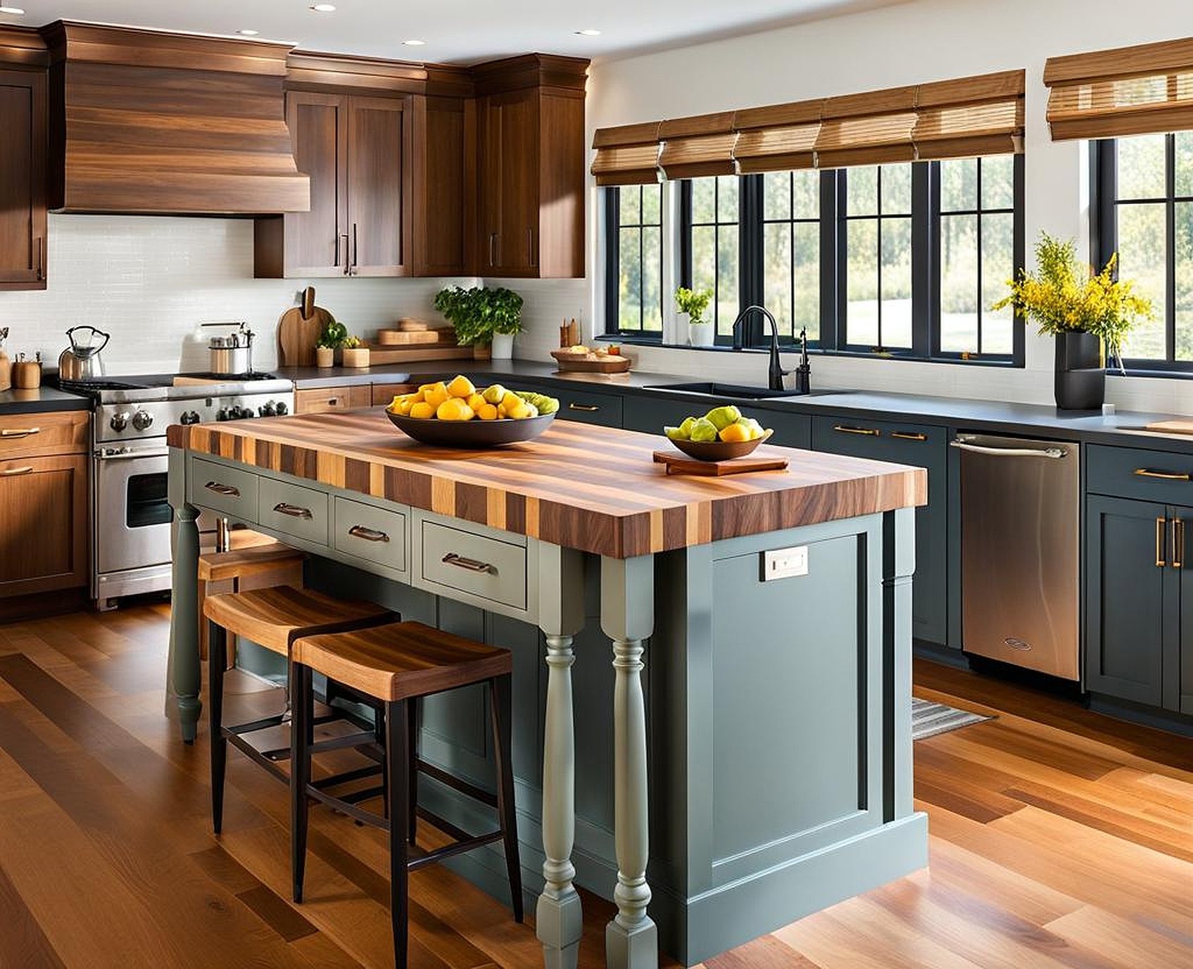 what color cabinets with butcher block countertops