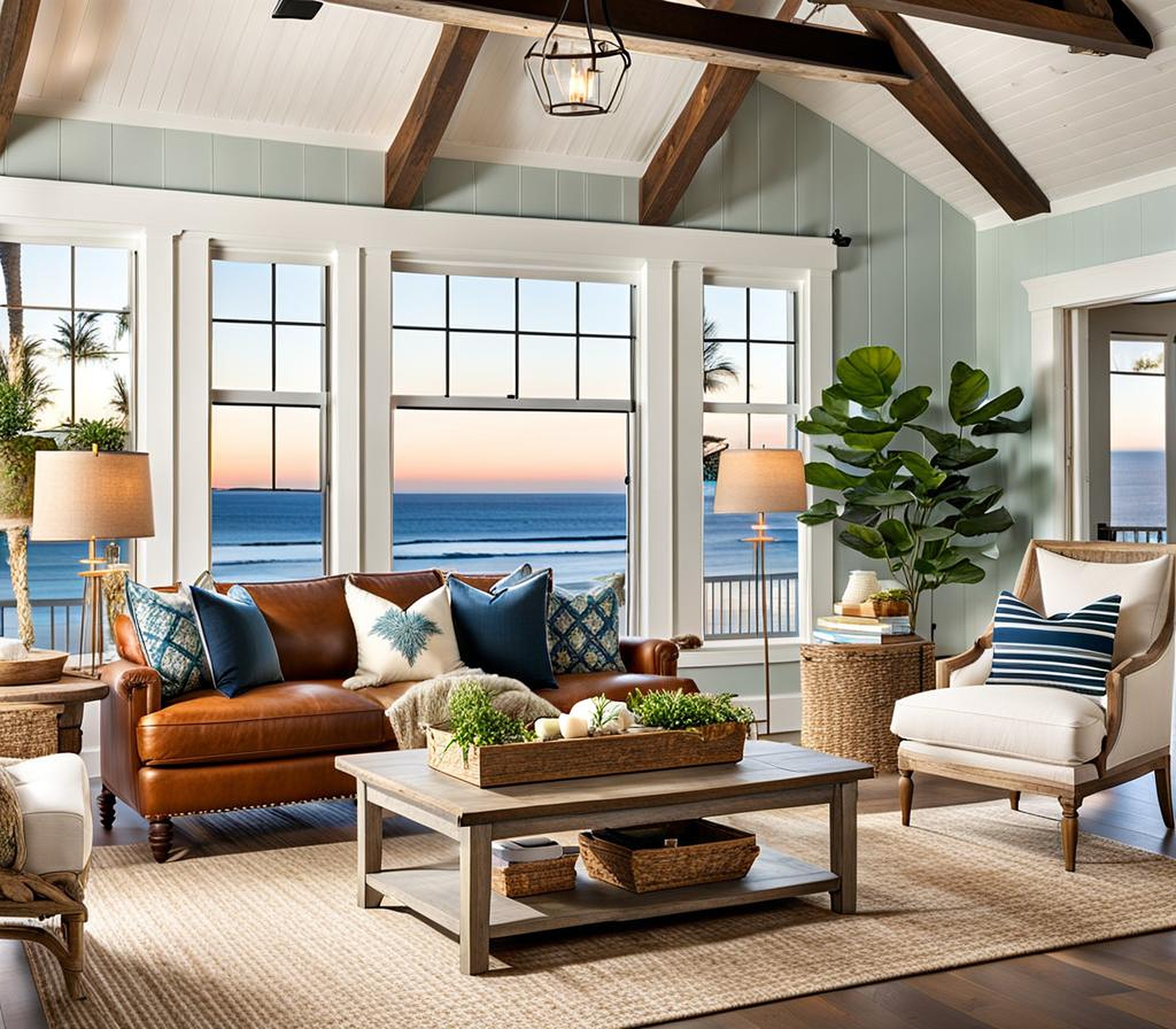 Breathtaking Coastal Farmhouse Living Rooms with Rustic Touches