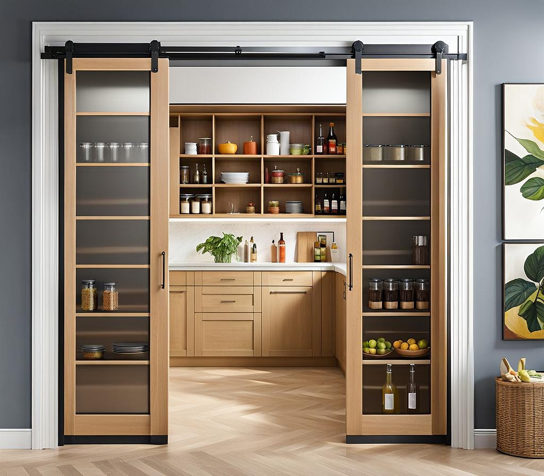 Beautiful Sliding Doors for Kitchen Pantry Storage Solutions