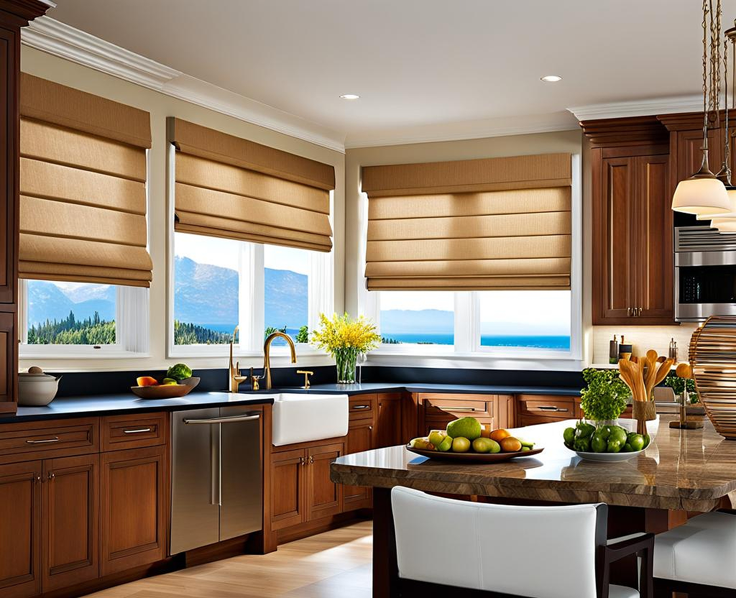 roman shades for kitchen