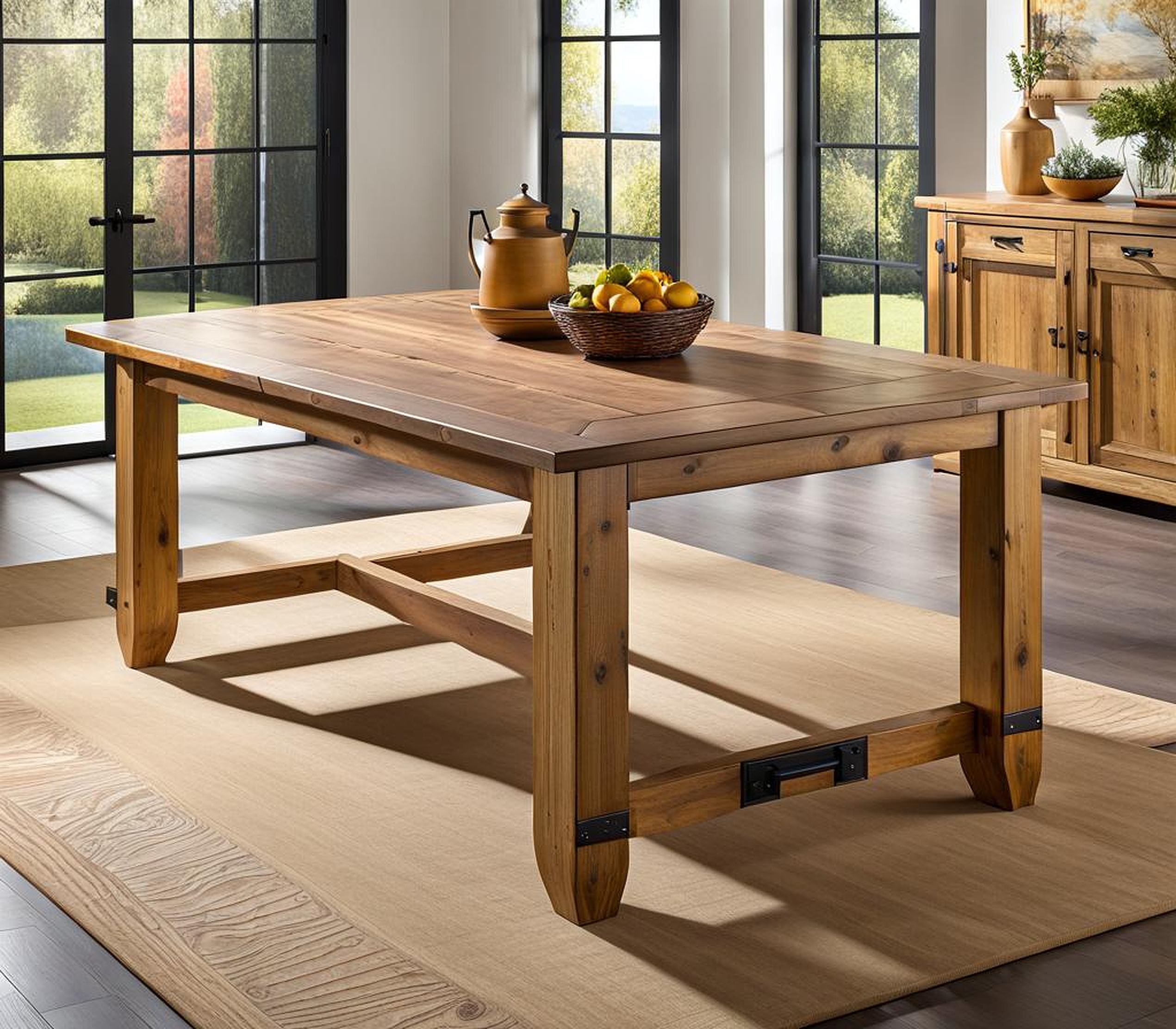 Paloma Pine Dining Table in Solid Wood with a Classic Design