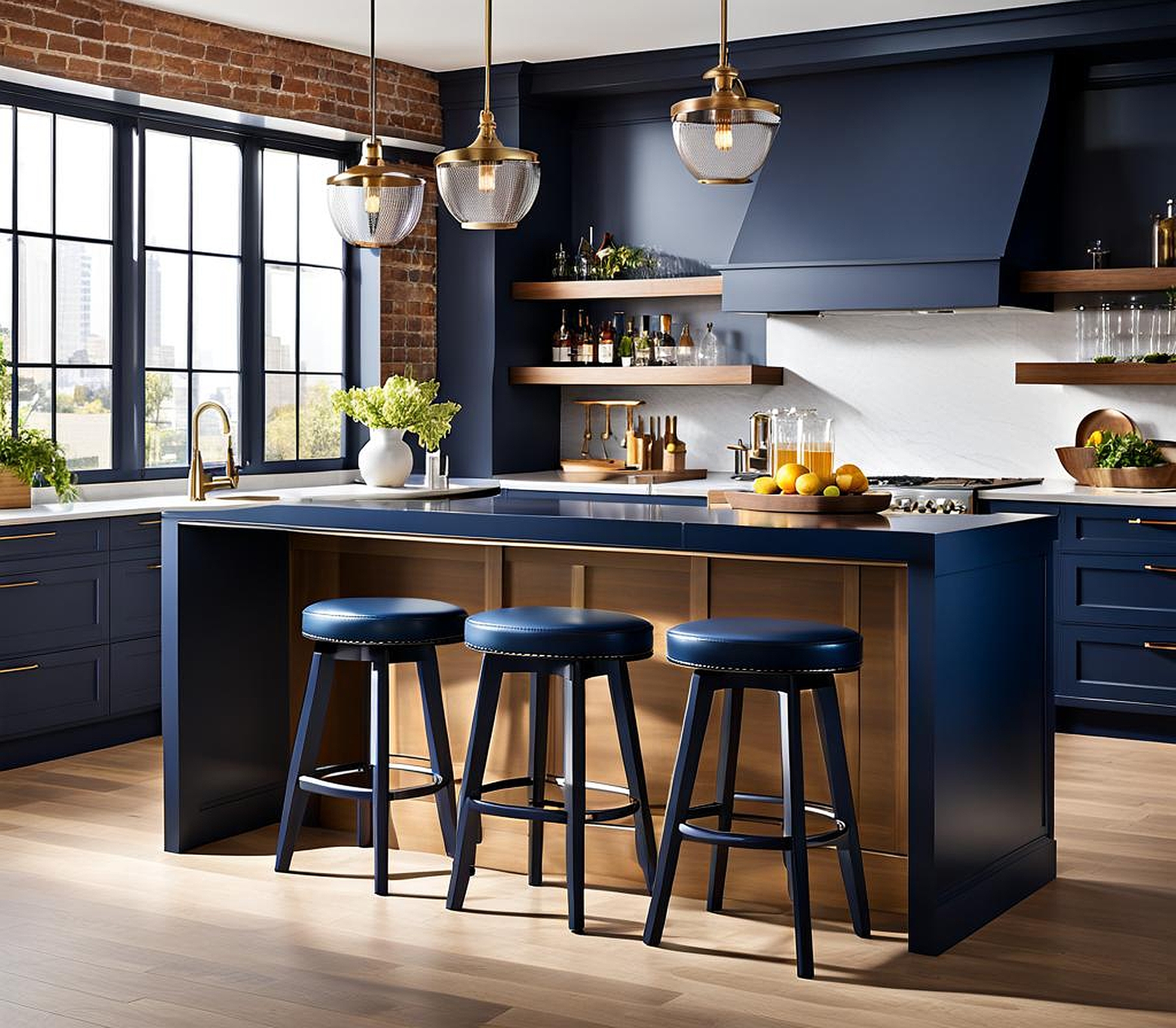 Navy Blue Counter Height Bar Stools for Industrial-Style Kitchens